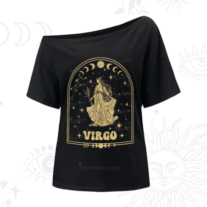 Purplehecate Zodiac Virgo Under the Stars One-Shoulder T-Shirt