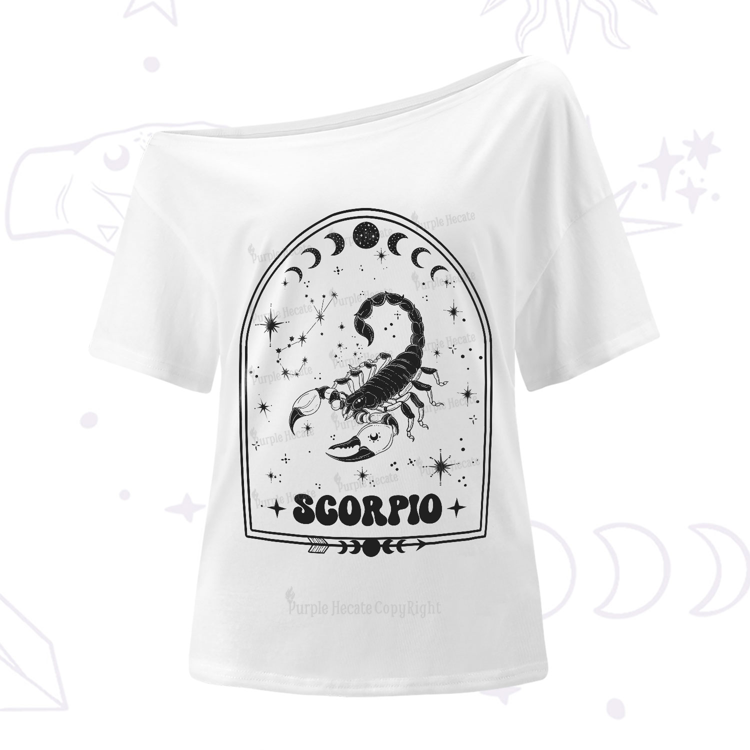 Purplehecate Zodiac Scorpio Under the Stars One-Shoulder T-Shirt