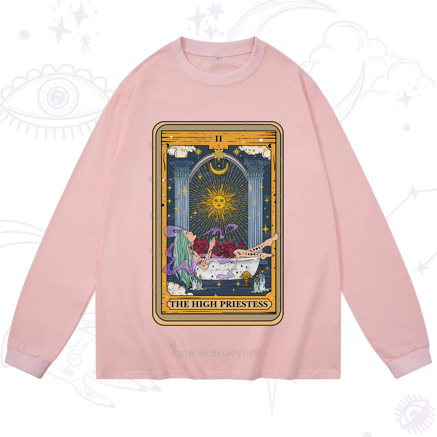 Purplehecate The High Priestess Tarot Card Long Sleeve T-Shirt