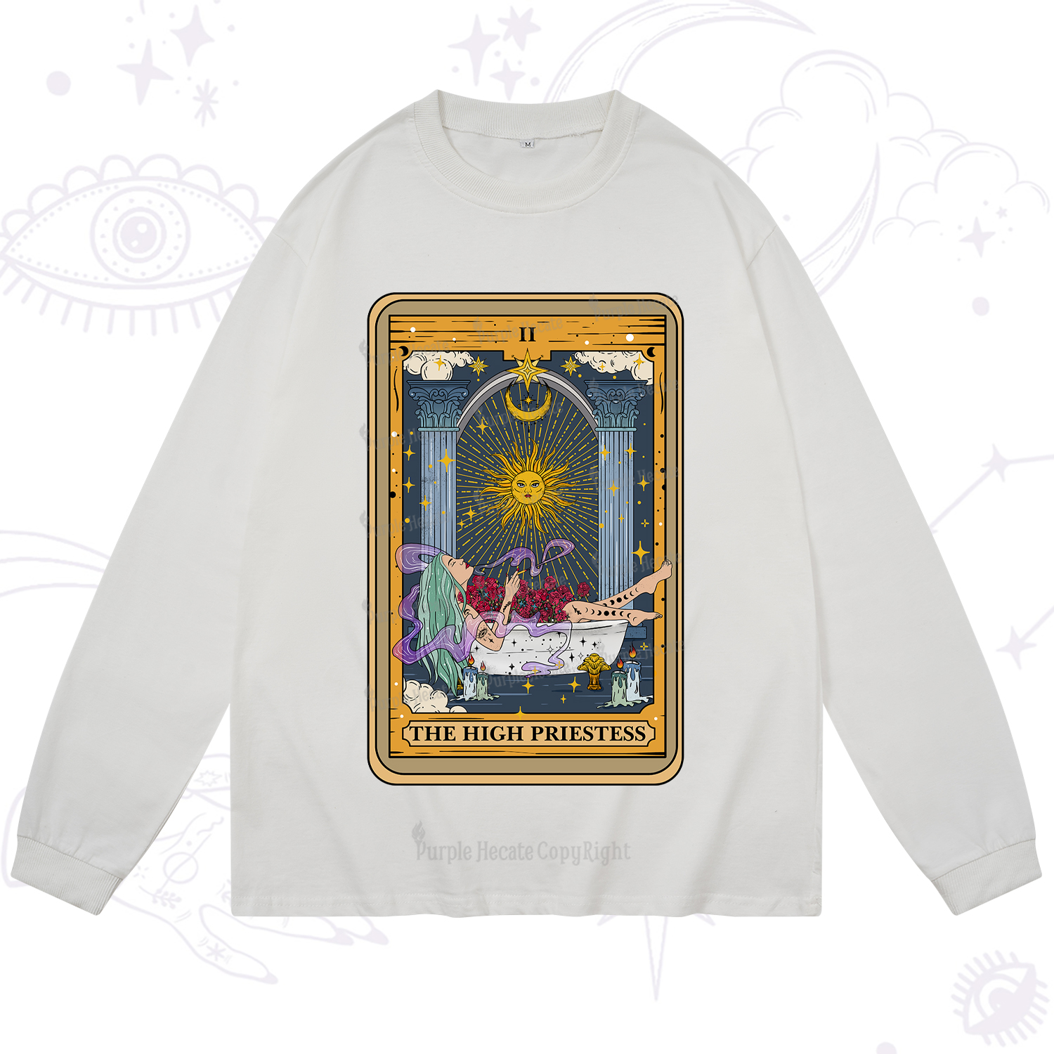 Purplehecate The High Priestess Tarot Card Long Sleeve T-Shirt
