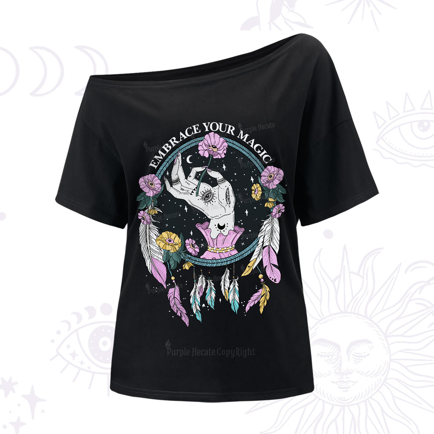 Purplehecate Embrace Your Magic One-Shoulder T-Shirt