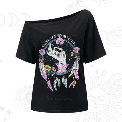 Purplehecate Embrace Your Magic One-Shoulder T-Shirt