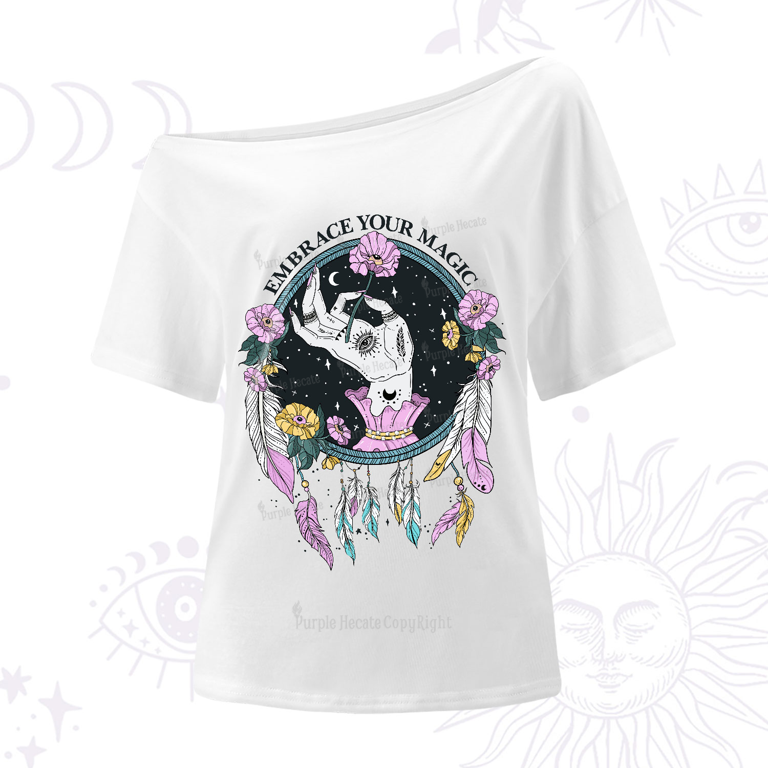 Purplehecate Embrace Your Magic One-Shoulder T-Shirt