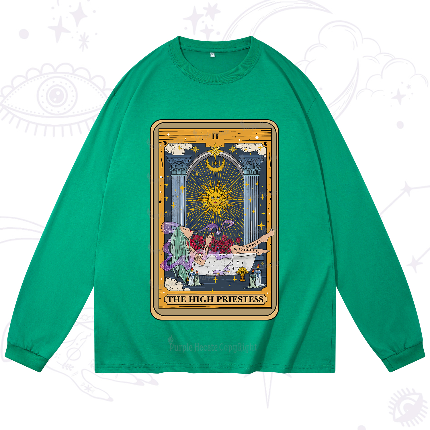 Purplehecate The High Priestess Tarot Card Long Sleeve T-Shirt