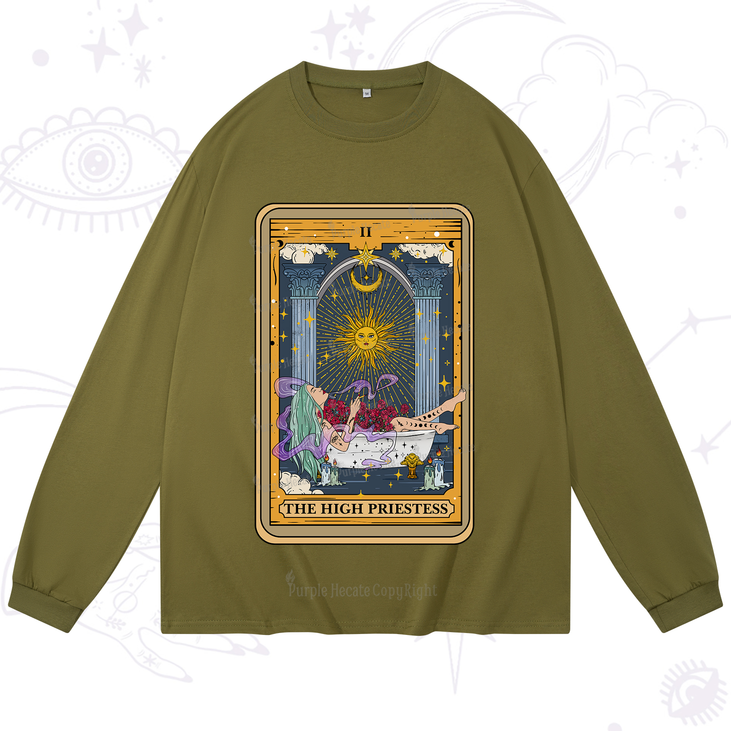 Purplehecate The High Priestess Tarot Card Long Sleeve T-Shirt