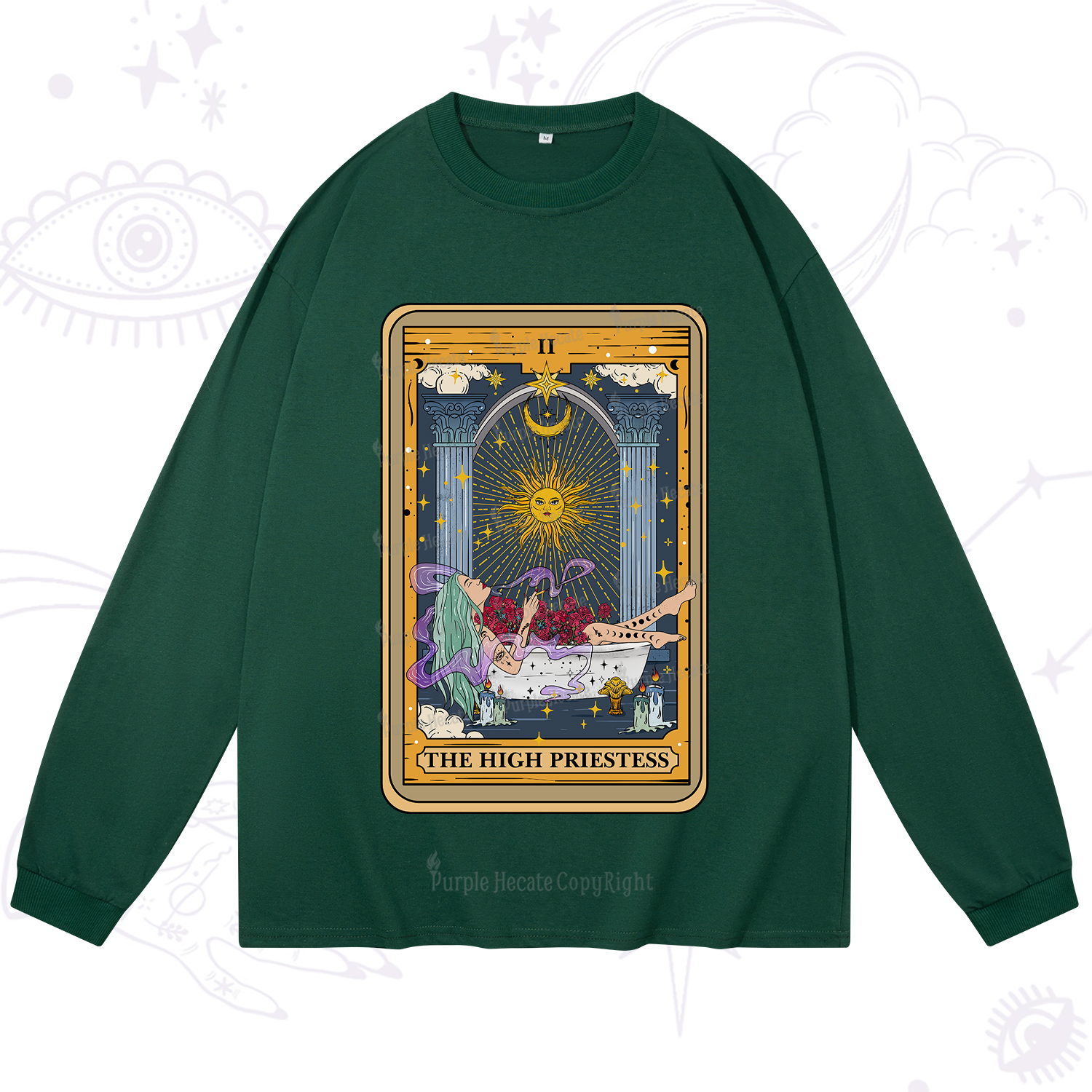 Purplehecate The High Priestess Tarot Card Long Sleeve T-Shirt