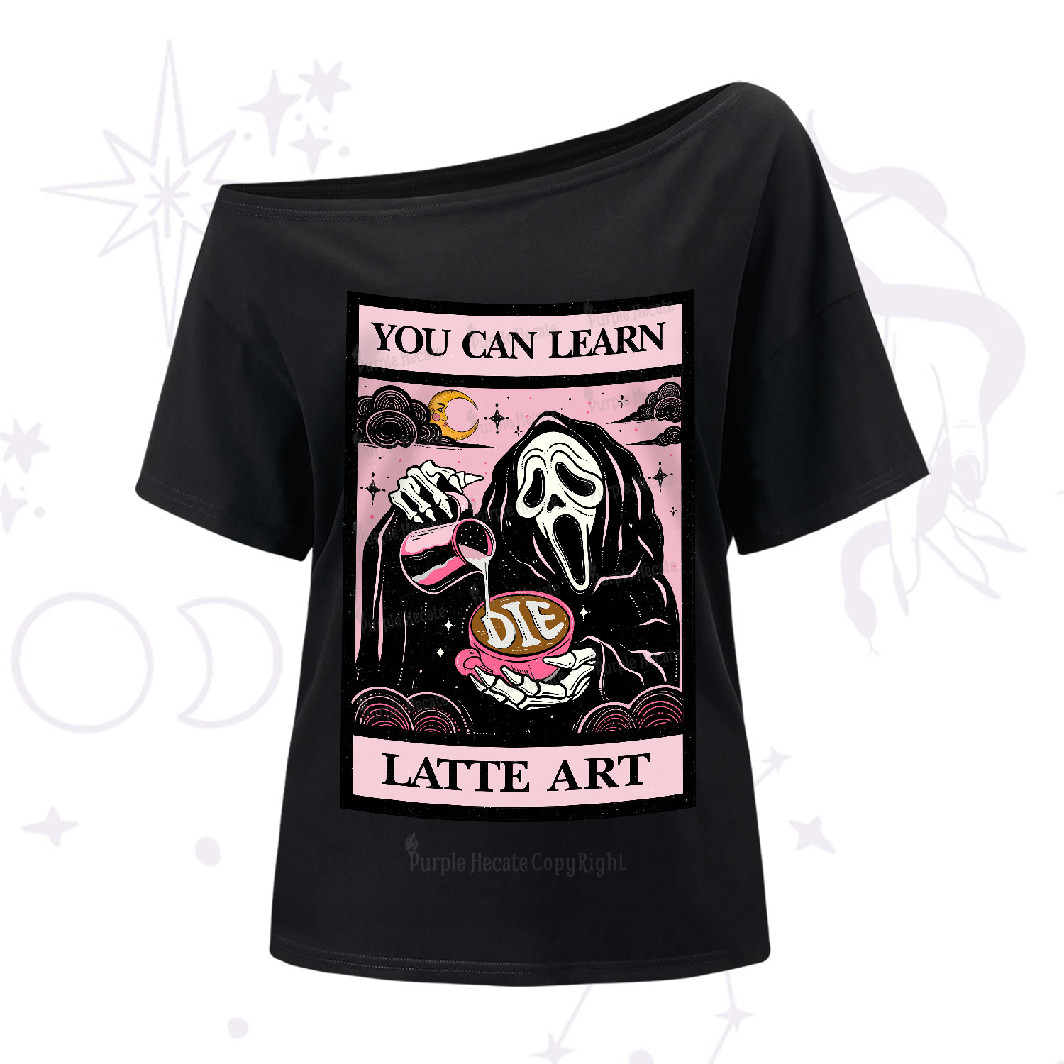 Purplehecate The You Can Learn Latte Art Oracle Card One-Shoulder T-Shirt