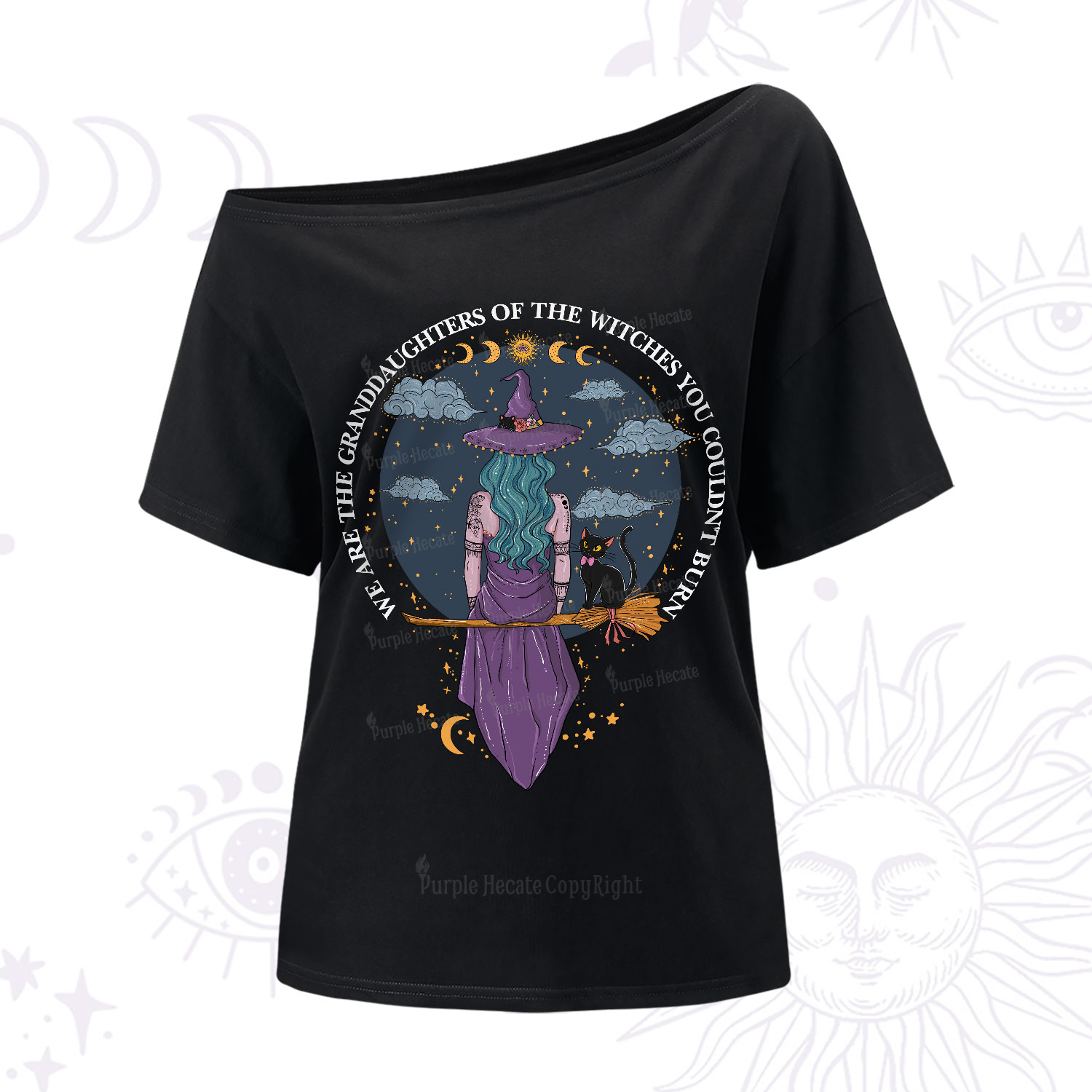 Purplehecate We Are the Granddaughters of the Witches You Could Not Burn One-Shoulder T-Shirt