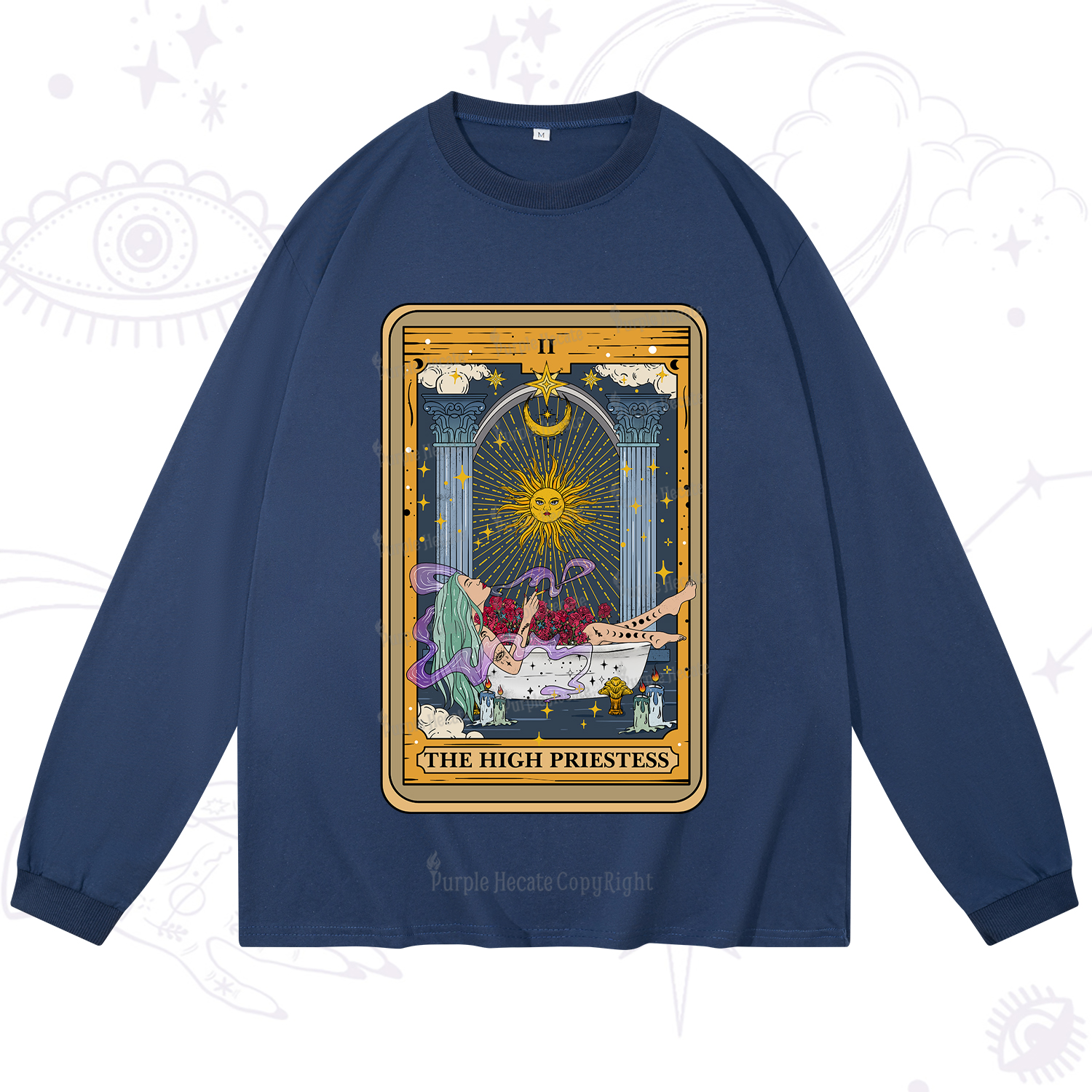 Purplehecate The High Priestess Tarot Card Long Sleeve T-Shirt