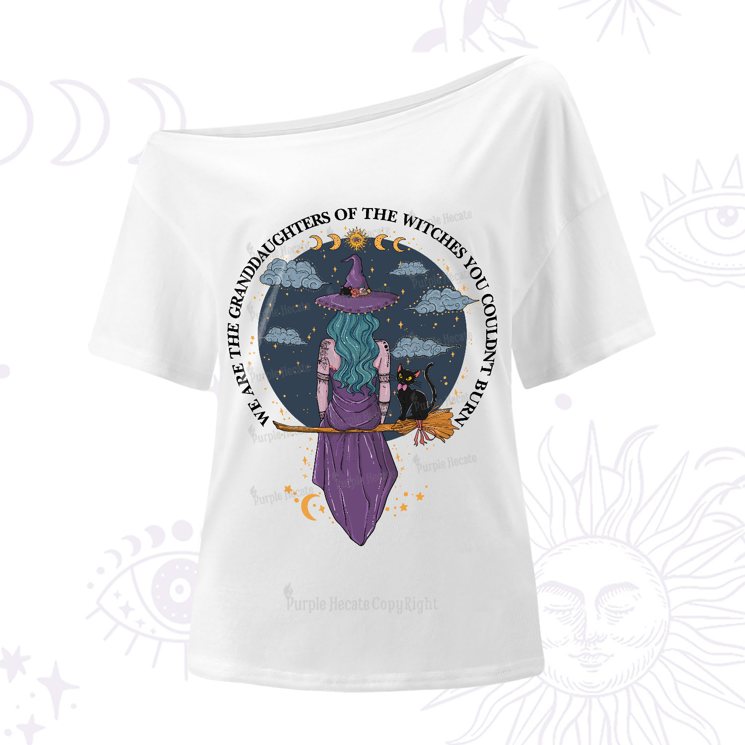 Purplehecate We Are the Granddaughters of the Witches You Could Not Burn One-Shoulder T-Shirt