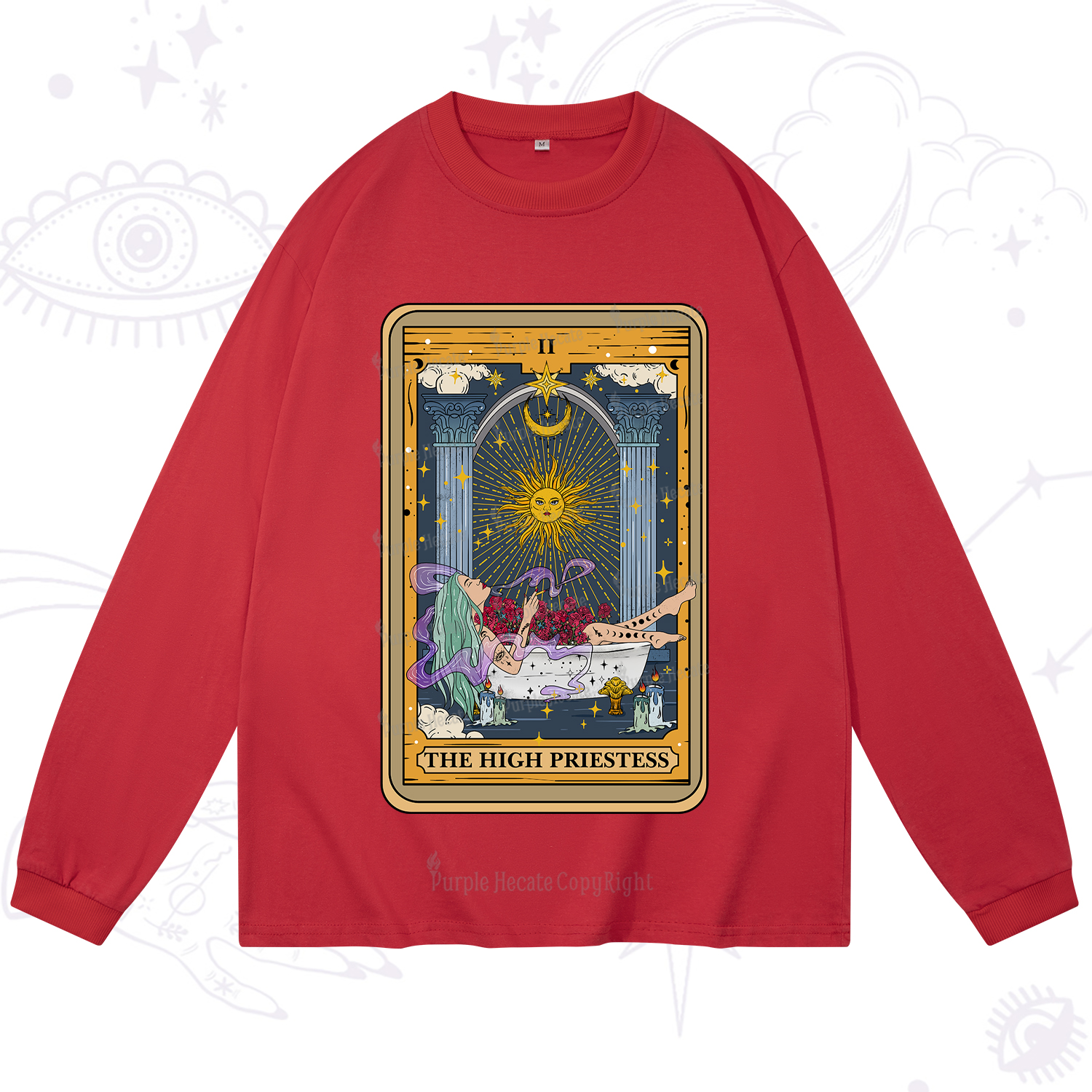Purplehecate The High Priestess Tarot Card Long Sleeve T-Shirt