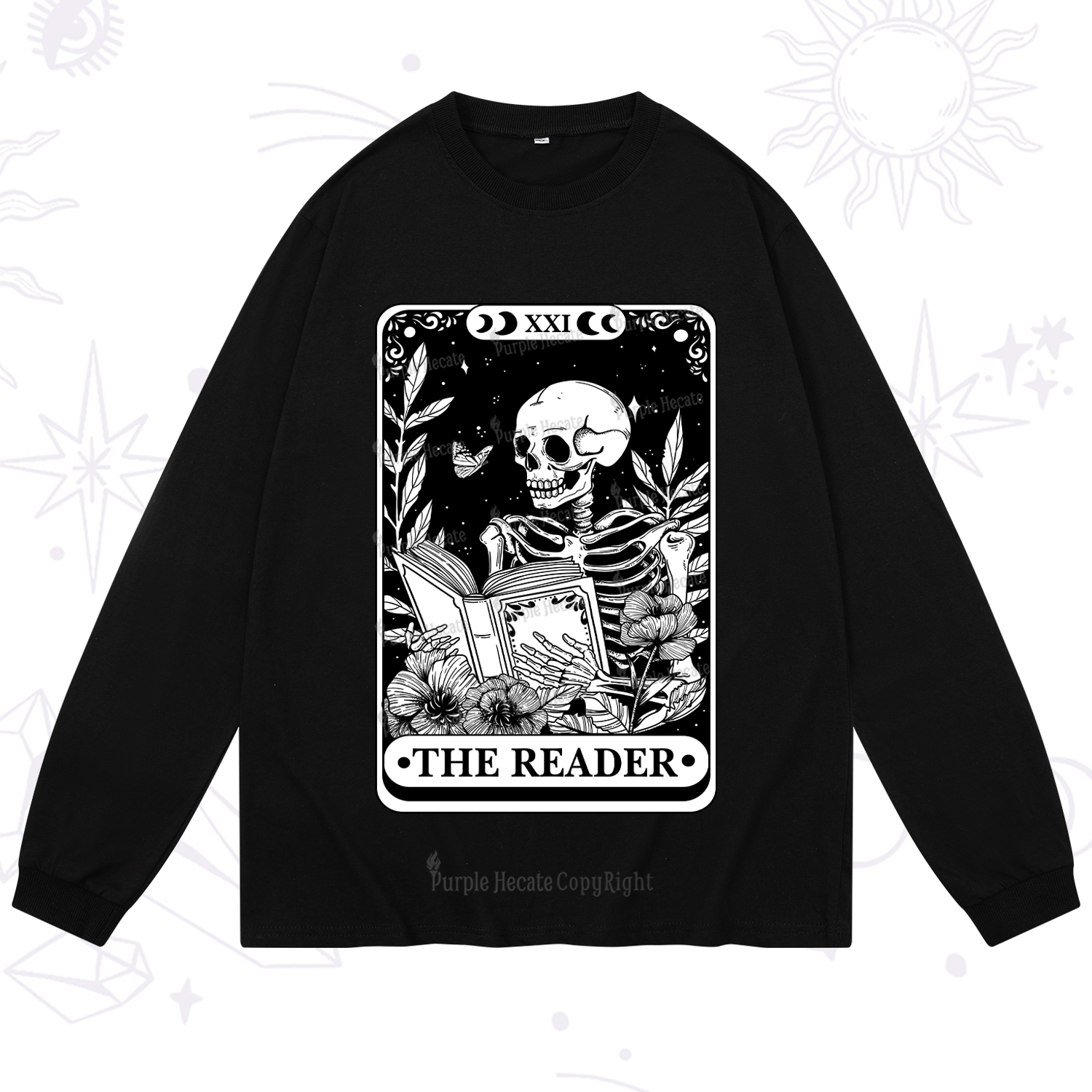 Purplehecate The Reader Tarot Card Long Sleeve T-Shirt