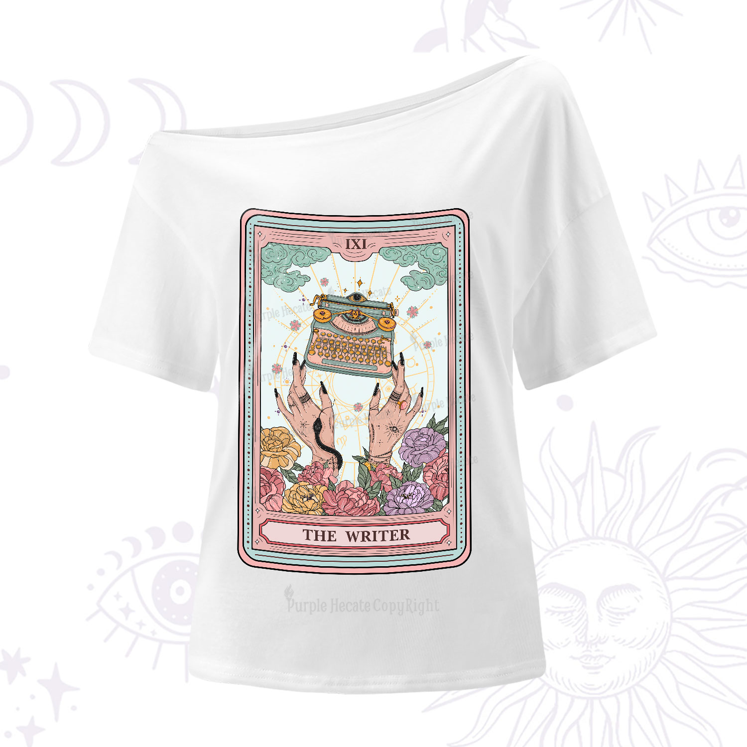 Purplehecate The Writer Tarot Card One-Shoulder T-Shirt