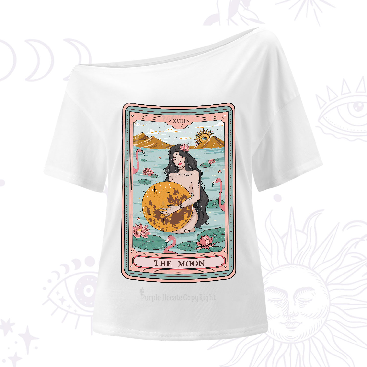 Purplehecate The Moon Goddess Tarot One-Shoulder T-Shirt