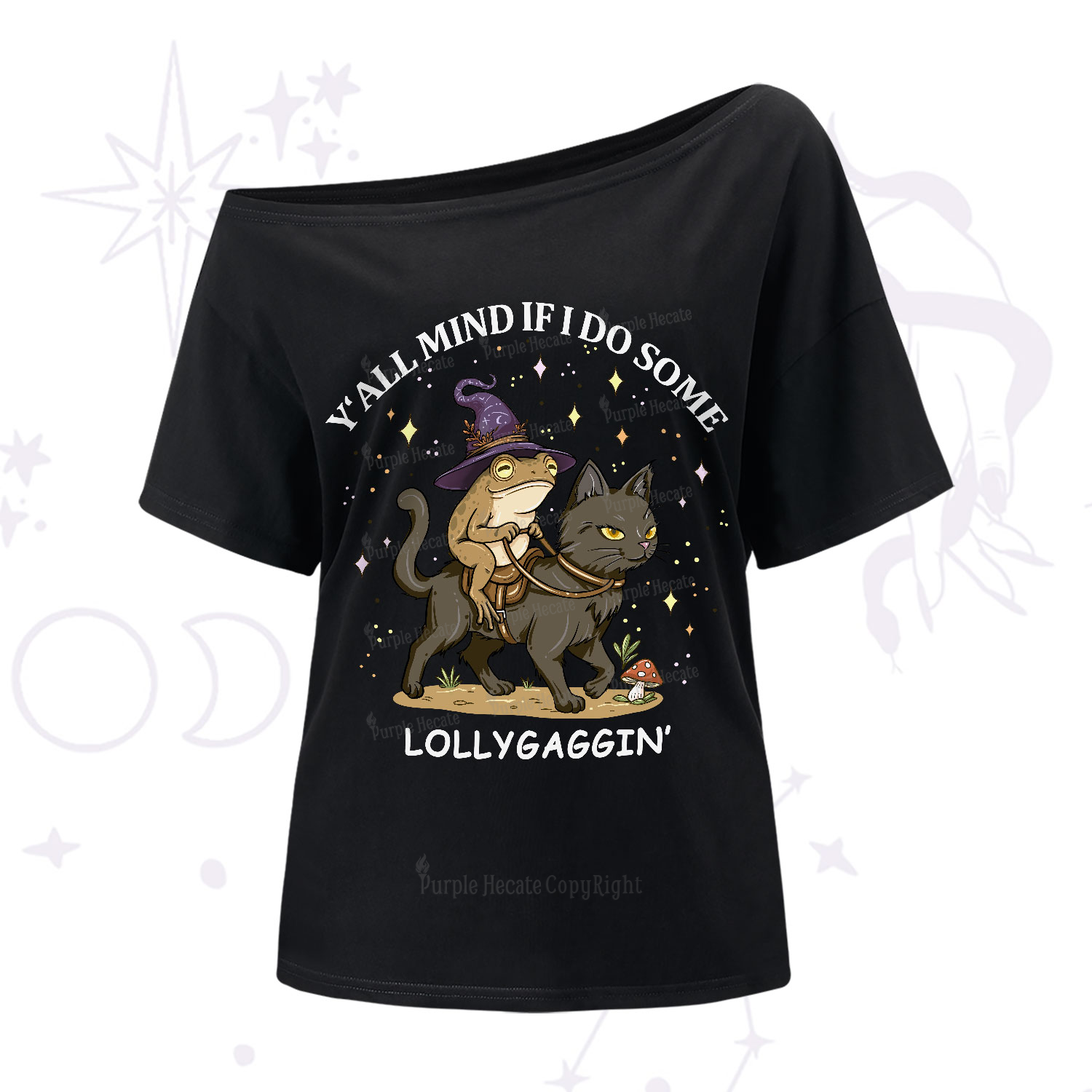 Purplehecate Y'all Mind If I Do Some Lollygaggin' One-Shoulder T-Shirt
