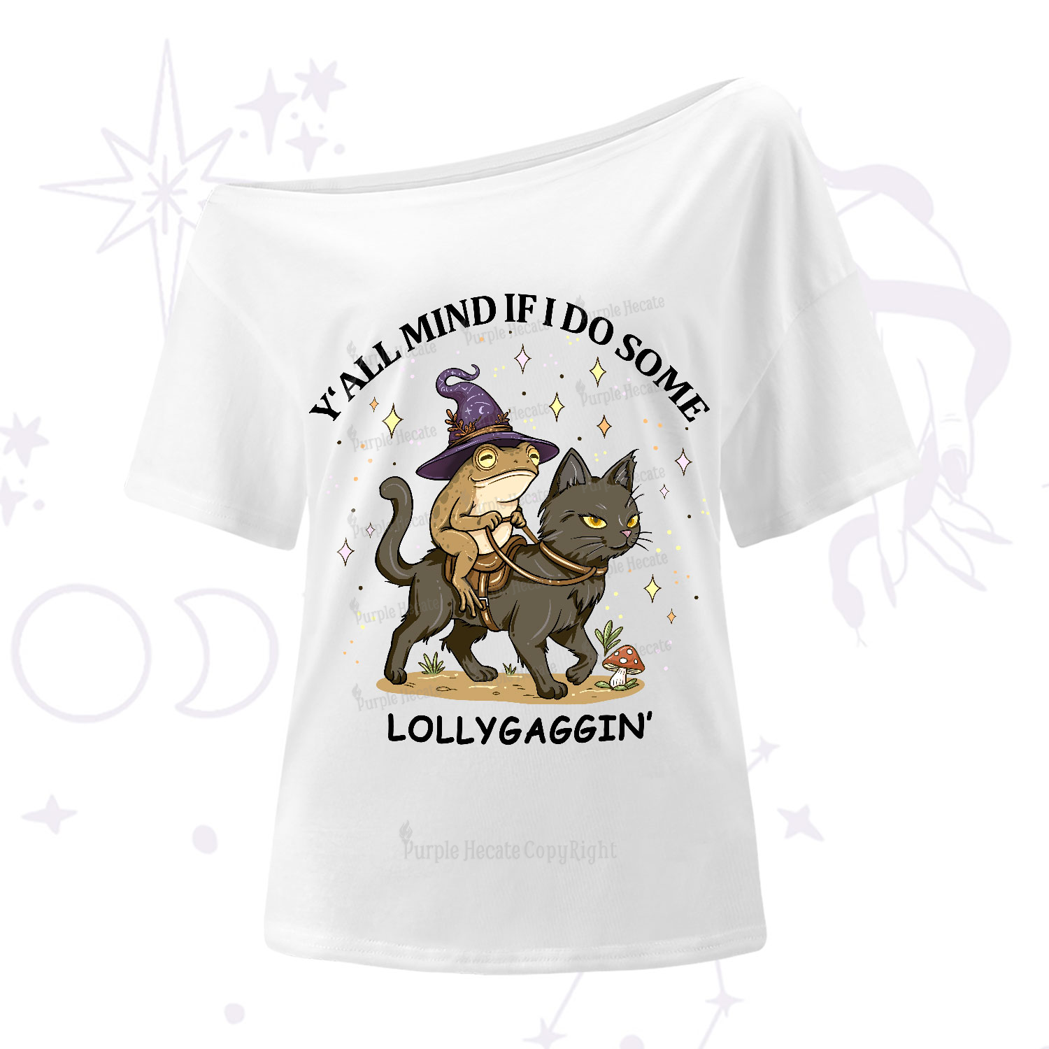 Purplehecate Y'all Mind If I Do Some Lollygaggin' One-Shoulder T-Shirt