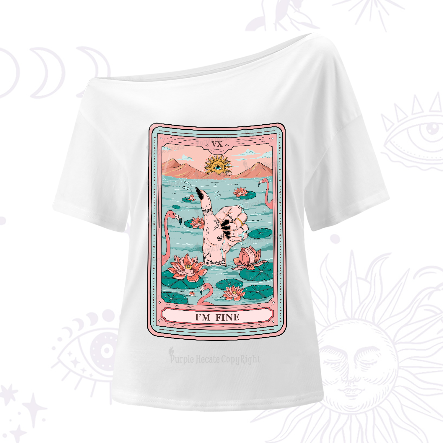 Purplehecate The I'm Fine Tarot One-Shoulder T-Shirt