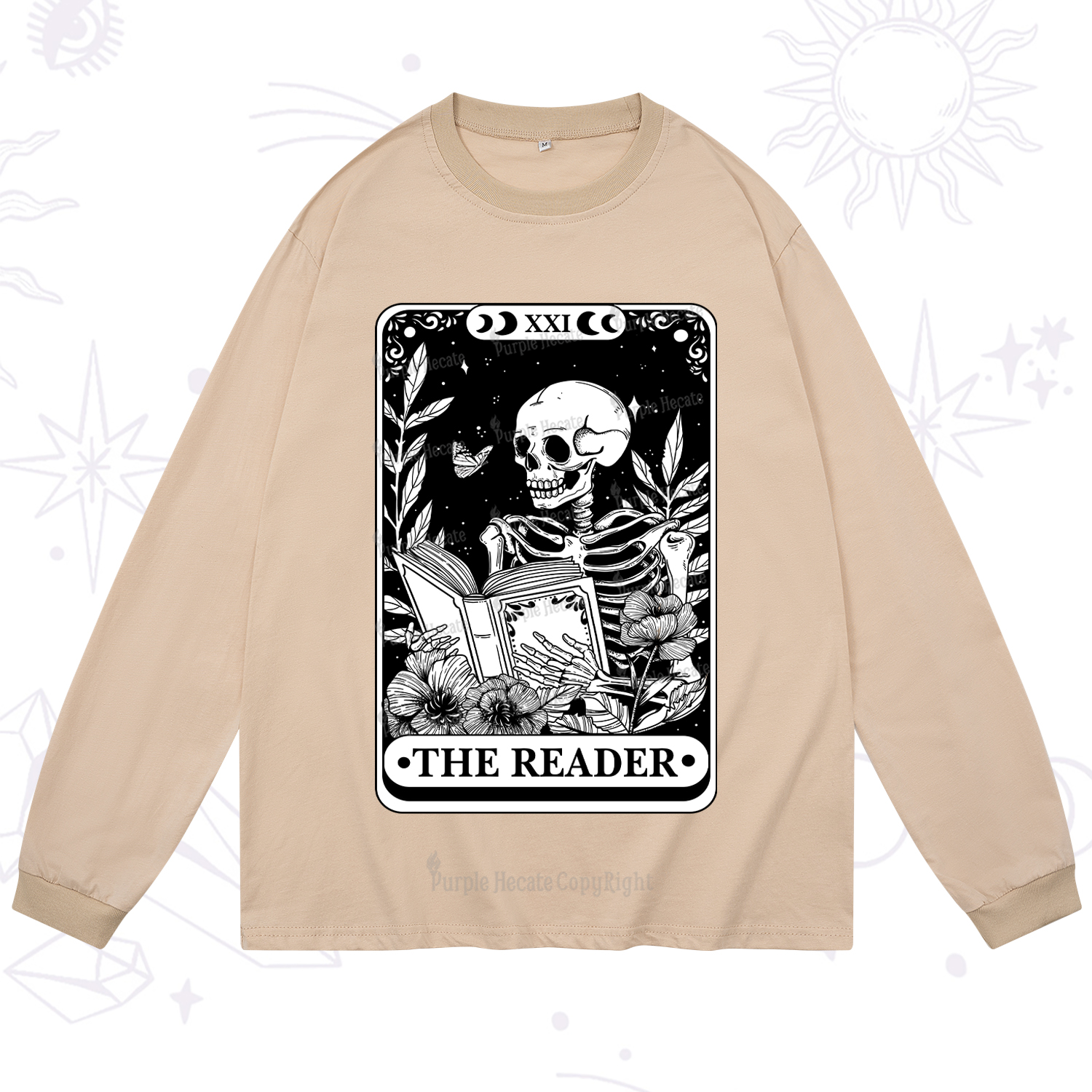 Purplehecate The Reader Tarot Card Long Sleeve T-Shirt