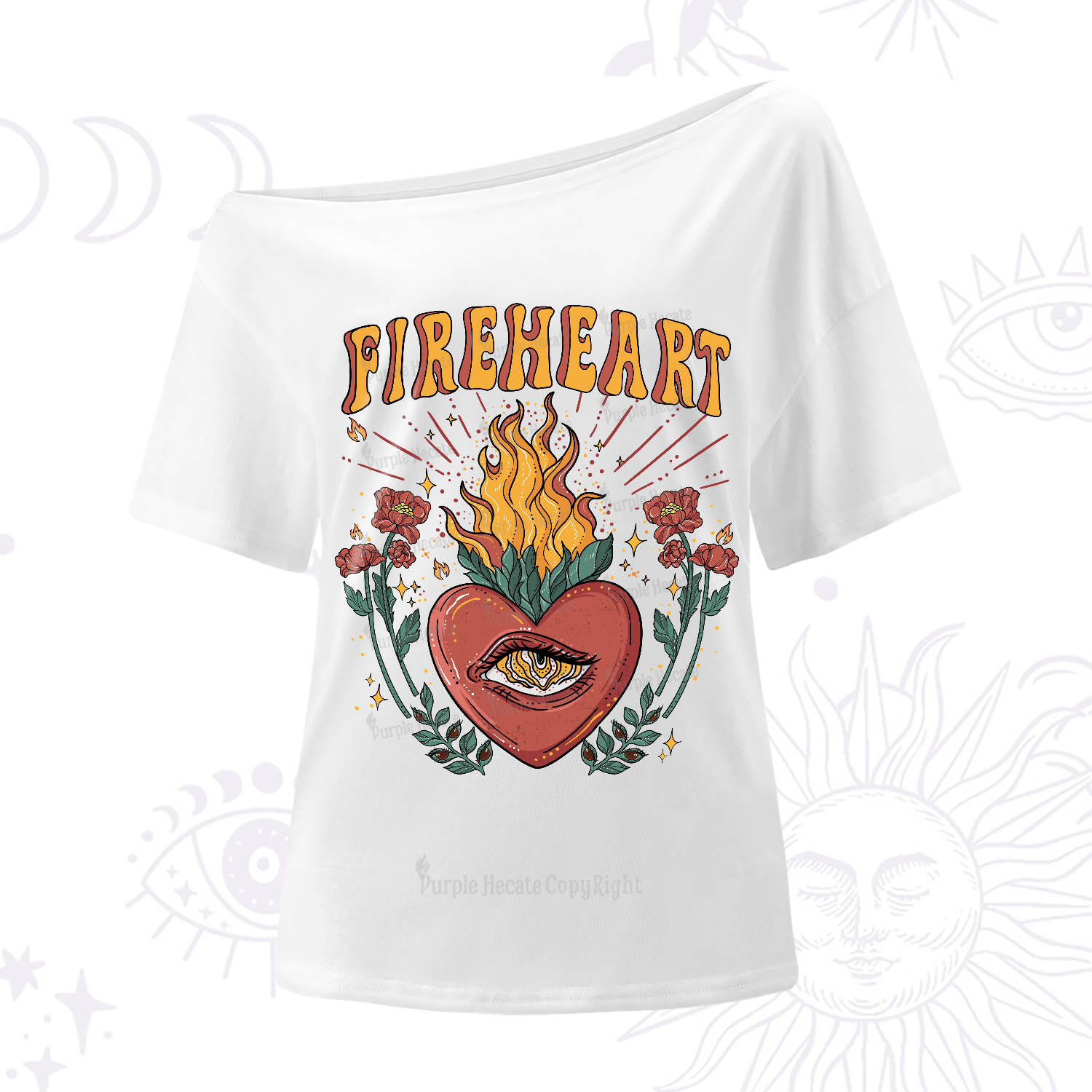 Purplehecate Fireheart One-Shoulder T-Shirt