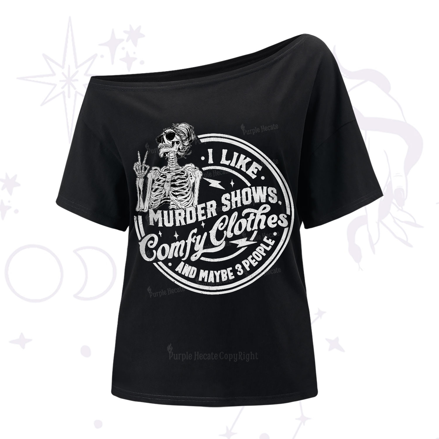 Purplehecate I Like Murder Shows Comfy Clothes And Maybe 3 People One-Shoulder T-Shirt