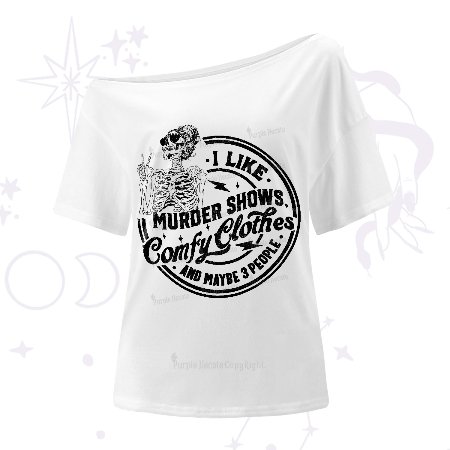 Purplehecate I Like Murder Shows Comfy Clothes And Maybe 3 People One-Shoulder T-Shirt