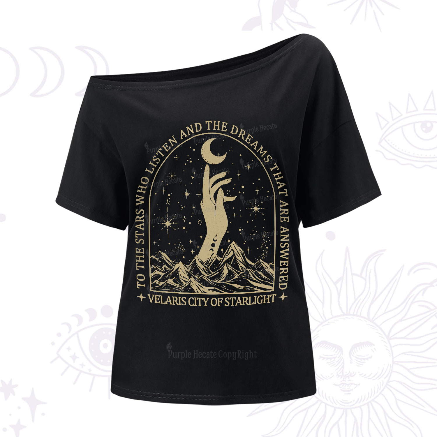 Purplehecate To The Stars Who Listen And The Dreams That Are Answered One-Shoulder T-Shirt