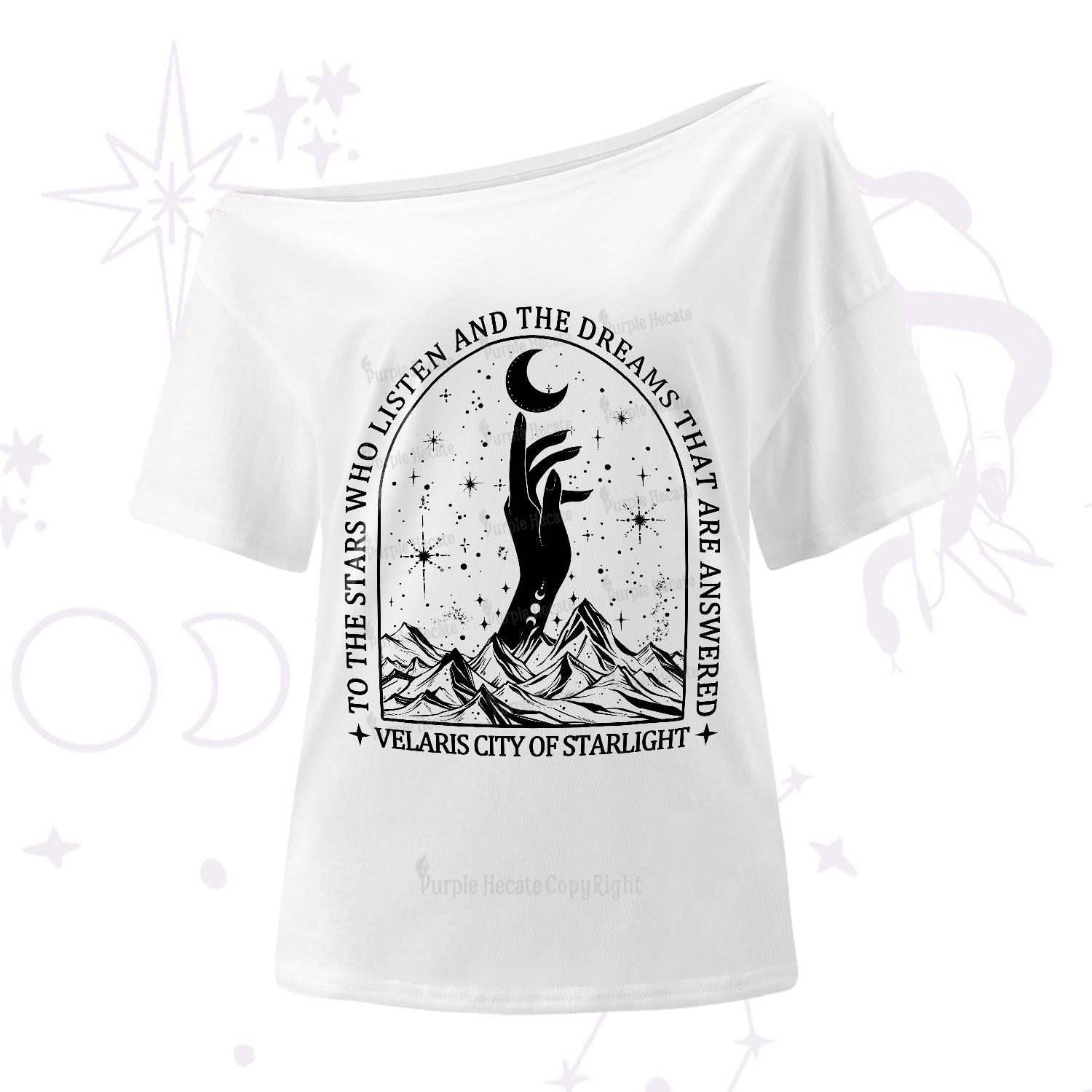 Purplehecate To The Stars Who Listen And The Dreams That Are Answered One-Shoulder T-Shirt
