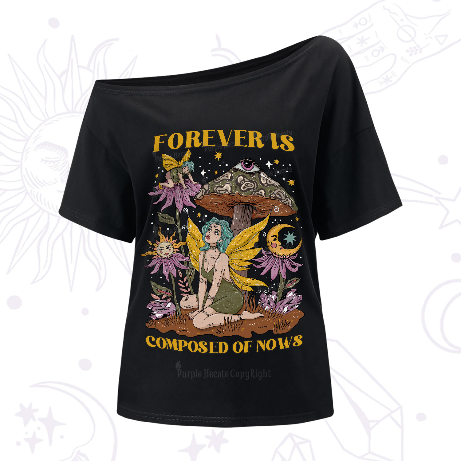 Purplehecate Forever Is Composed Of Nows One-Shoulder T-Shirt