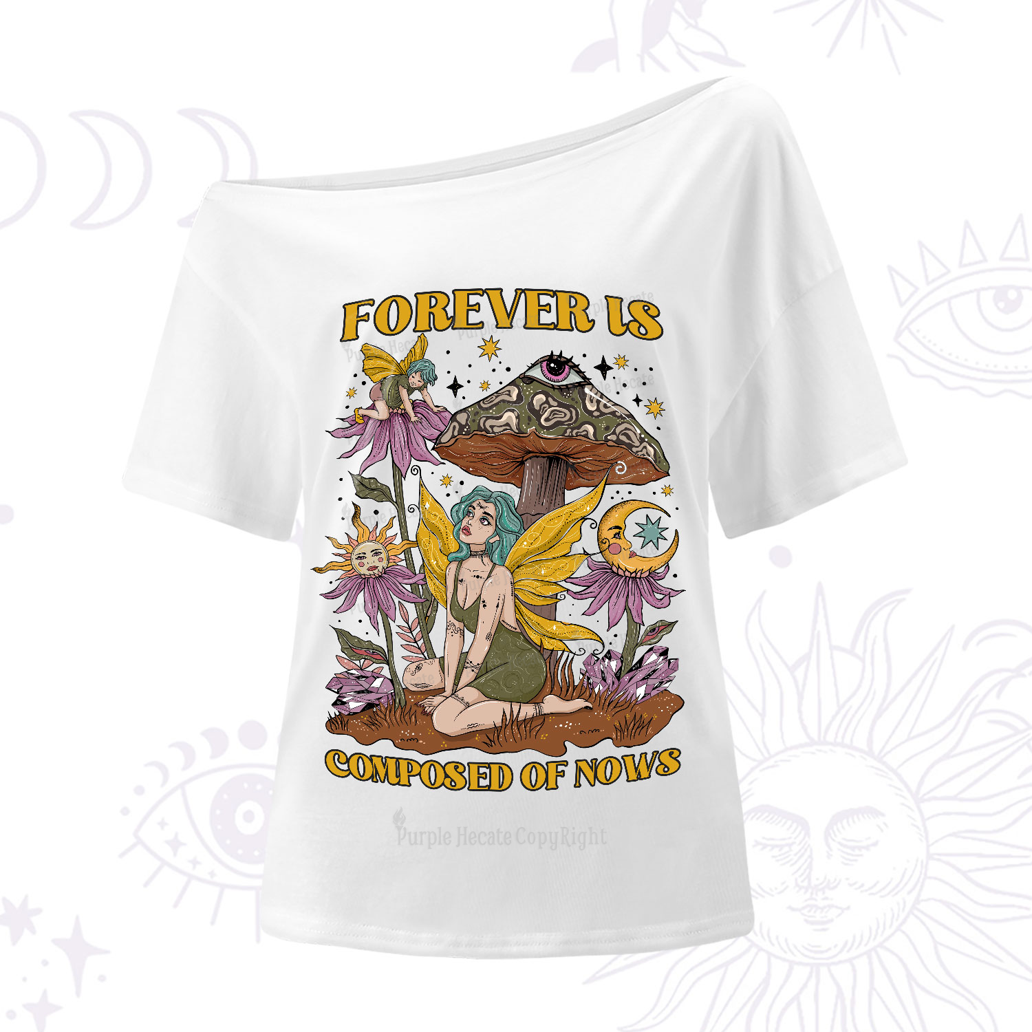 Purplehecate Forever Is Composed Of Nows One-Shoulder T-Shirt