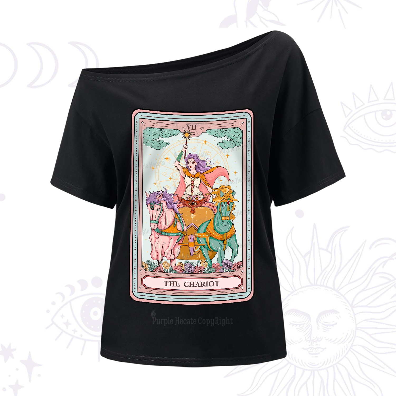 Purplehecate The Chariot Tarot One-Shoulder T-Shirt