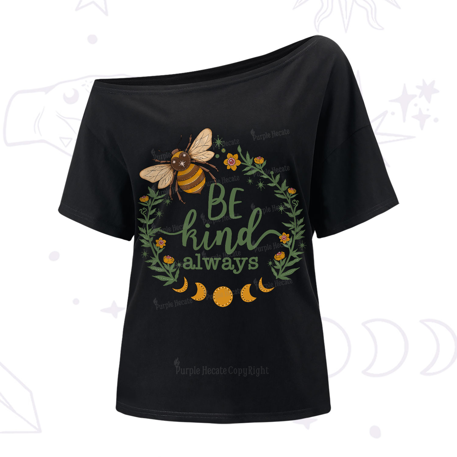 Purplehecate Be Kind Always One-Shoulder T-Shirt