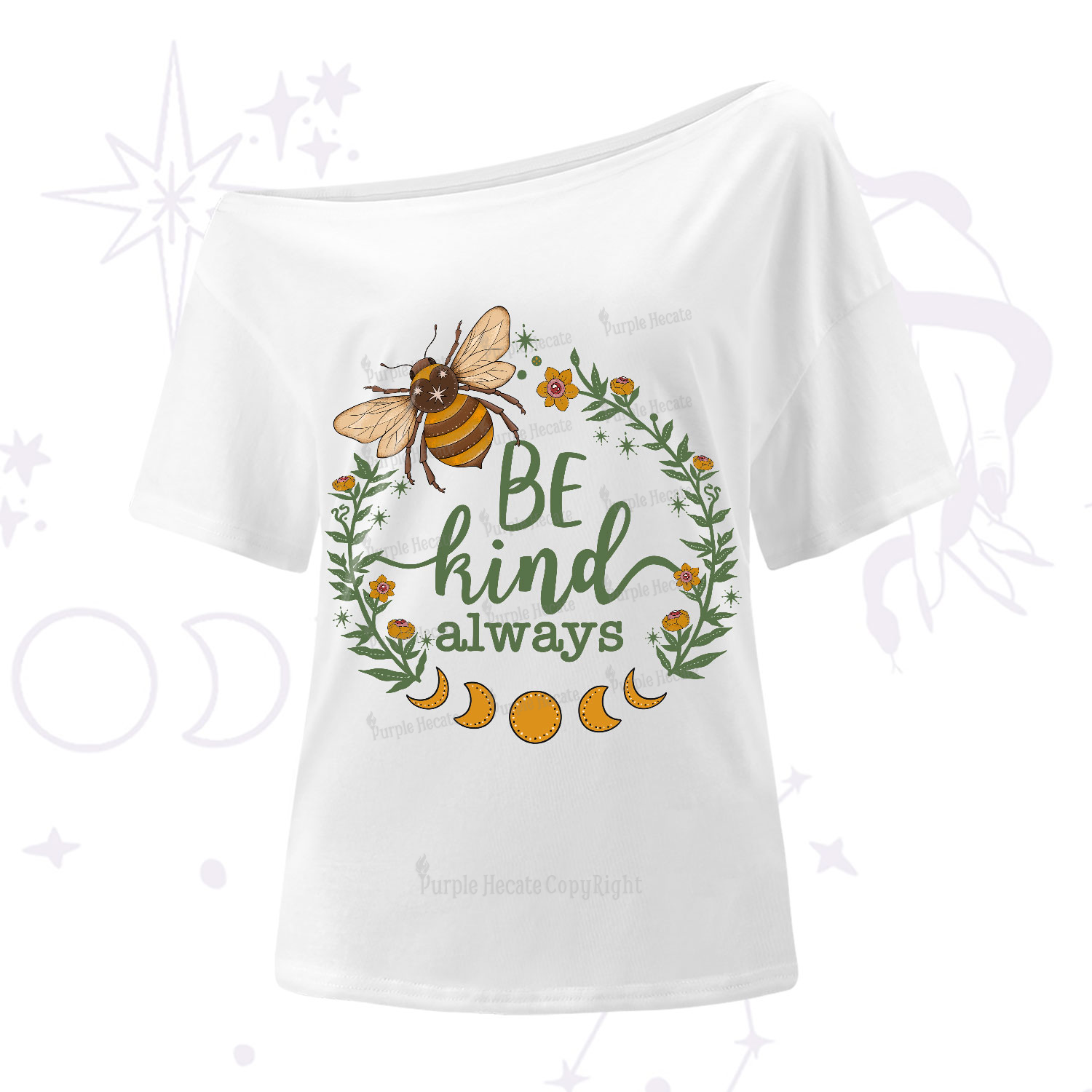 Purplehecate Be Kind Always One-Shoulder T-Shirt