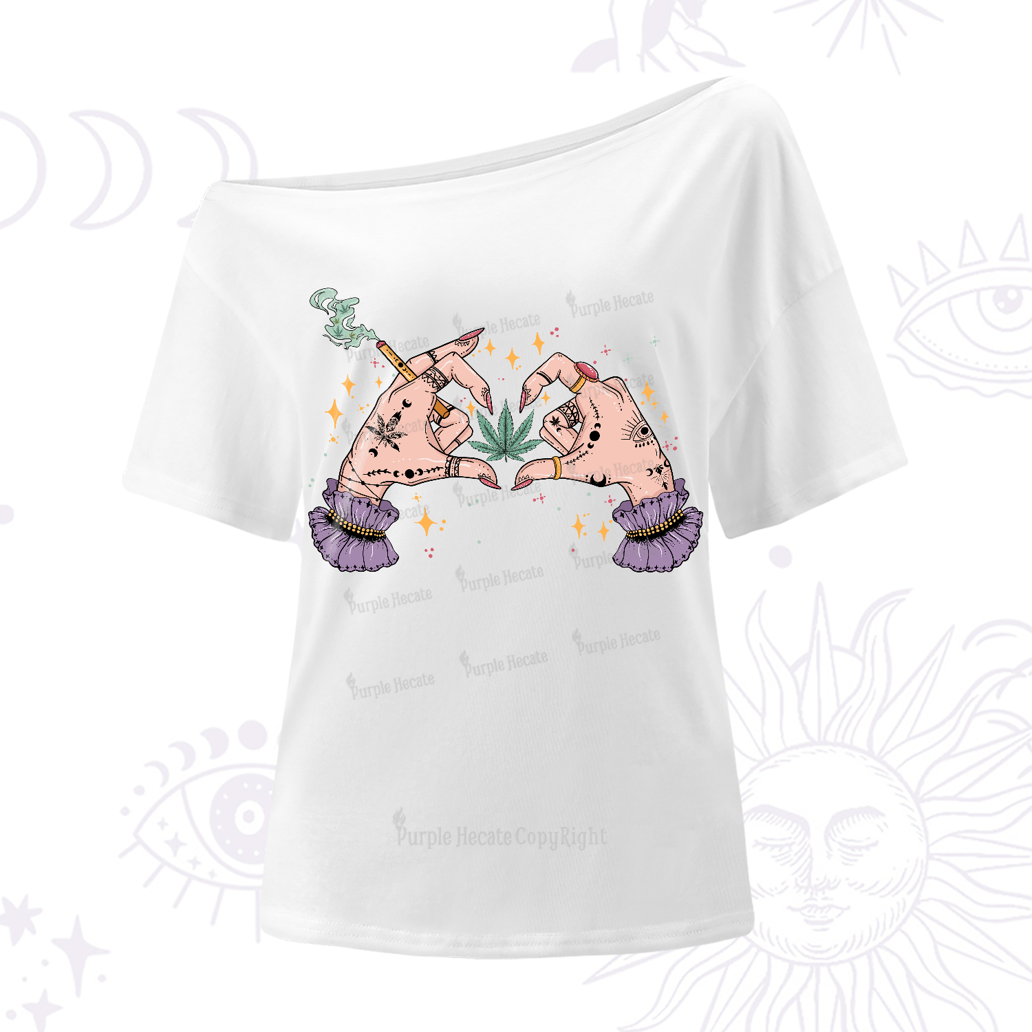 Purplehecate You're Never Alone If You Have Weed One-Shoulder T-Shirt
