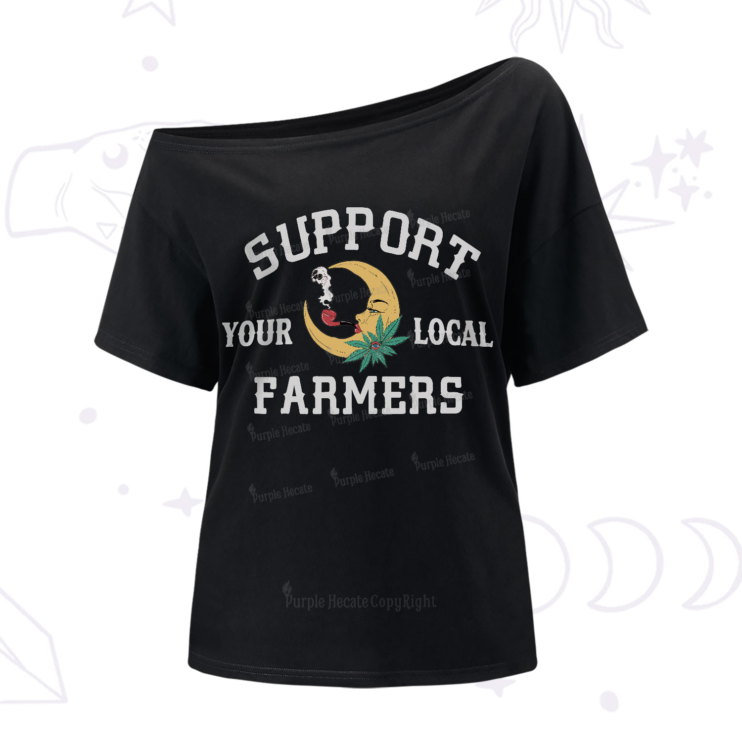 Purplehecate Support Your Local Farmer One-Shoulder T-Shirt