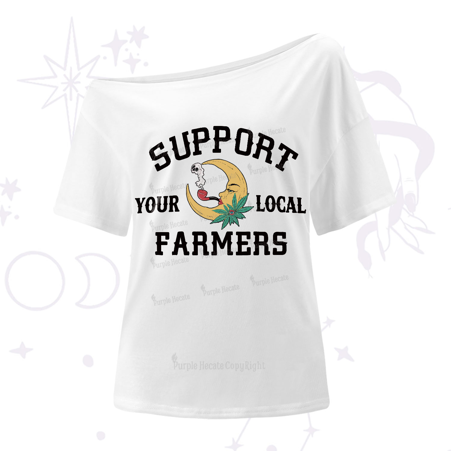 Purplehecate Support Your Local Farmer One-Shoulder T-Shirt