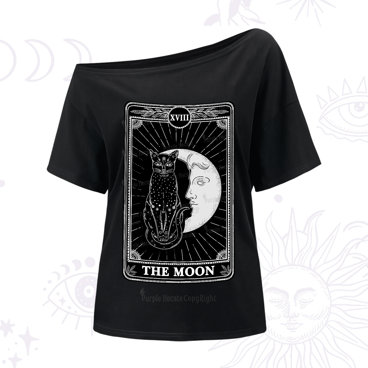 Purplehecate The Moon Tarot Card One-Shoulder T-Shirt