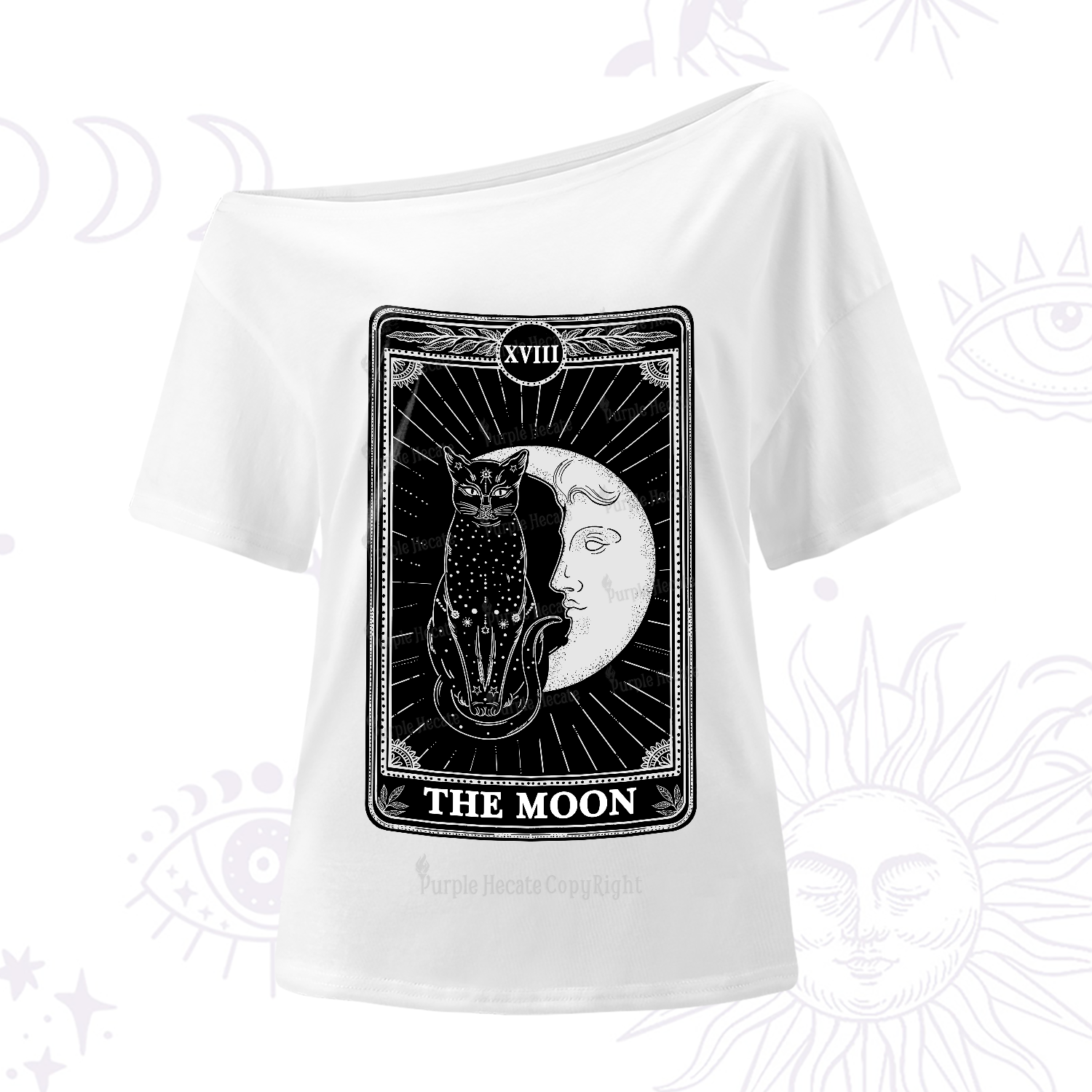 Purplehecate The Moon Tarot Card One-Shoulder T-Shirt