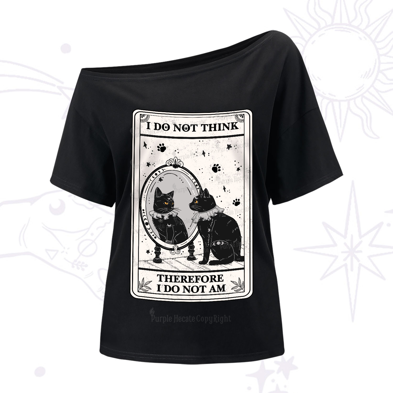 Purplehecate The I Do Not Think Therefore I Do Not Am Oracle Card One-Shoulder T-Shirt