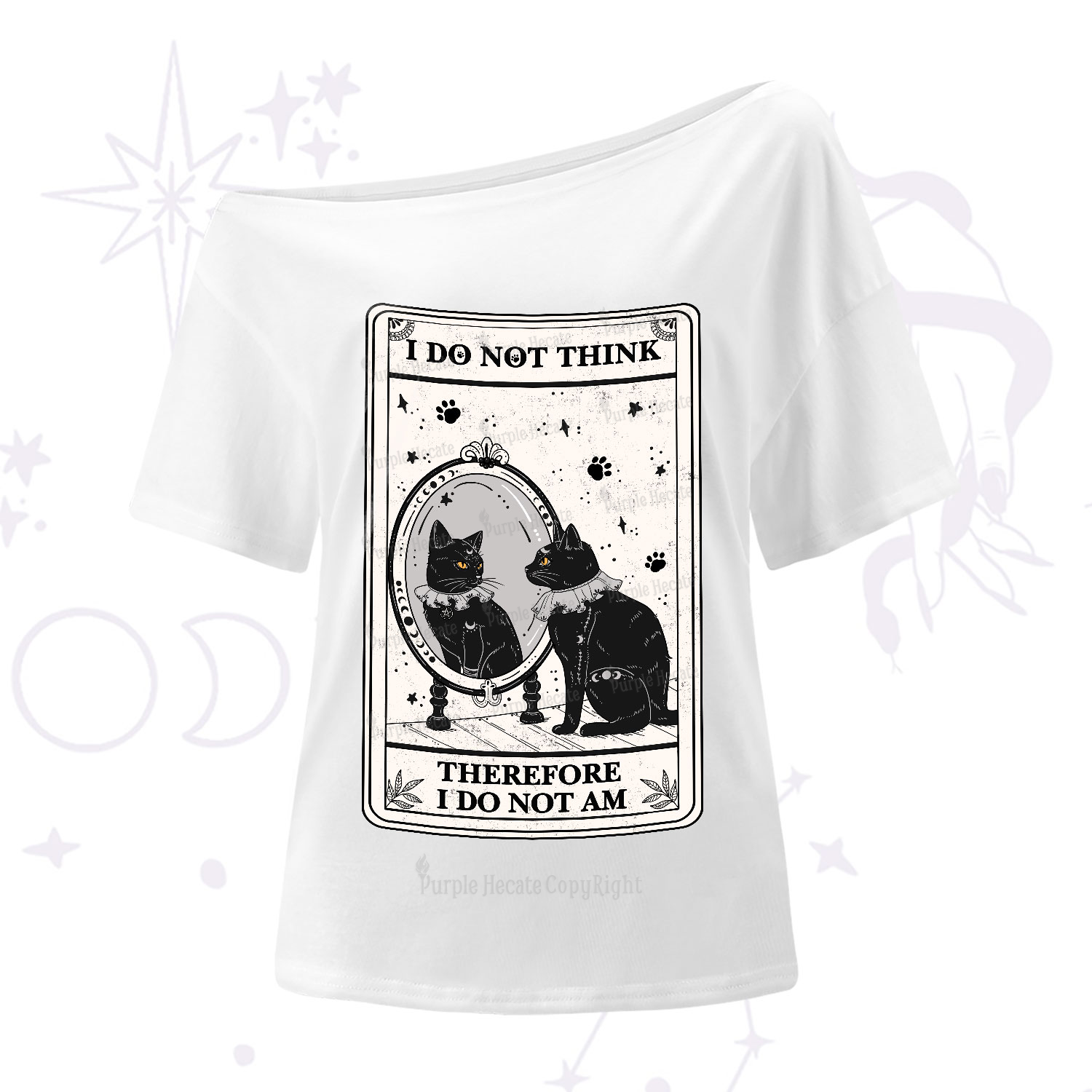Purplehecate The I Do Not Think Therefore I Do Not Am Oracle Card One-Shoulder T-Shirt