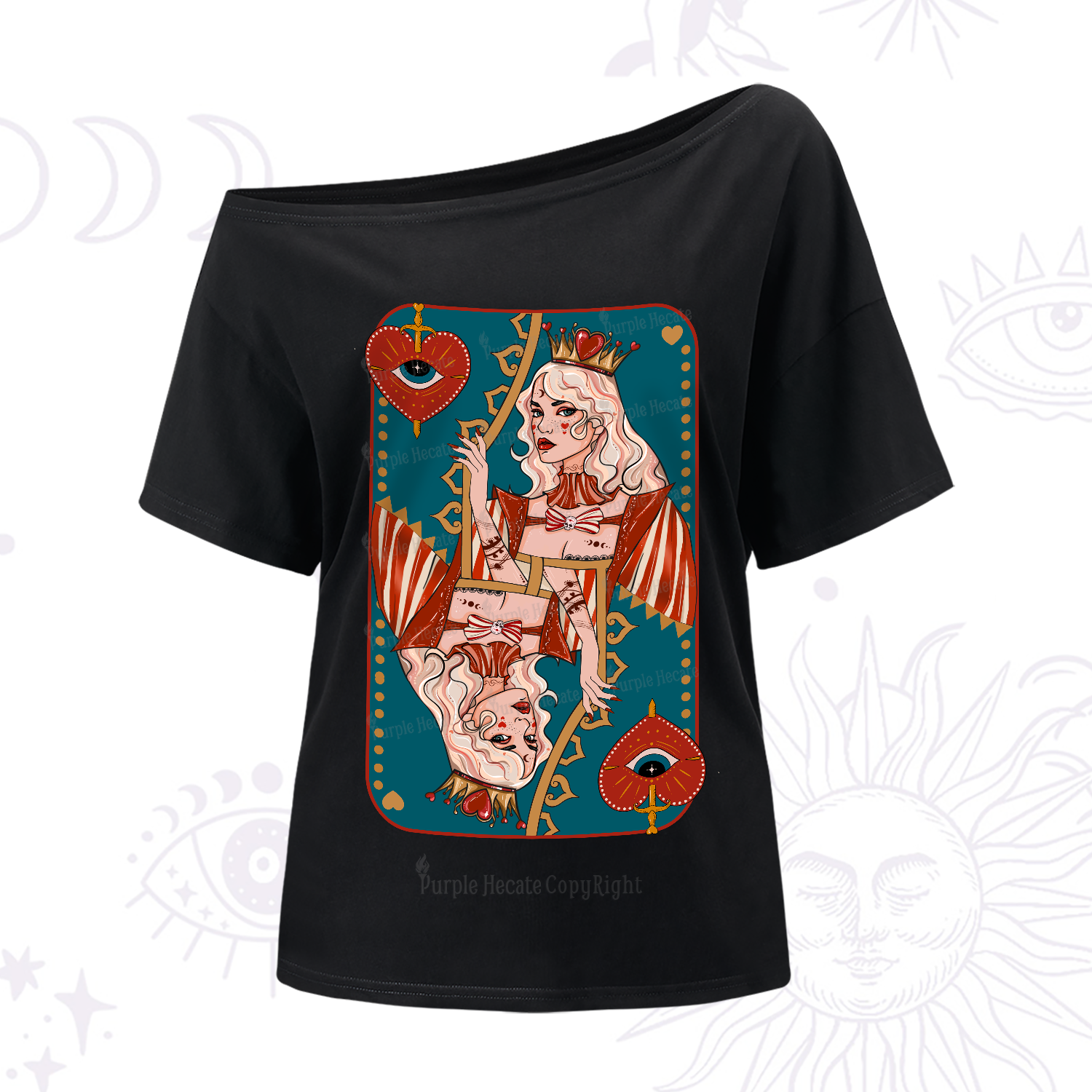 Purplehecate Mystic Queen of Hearts One-Shoulder T-Shirt