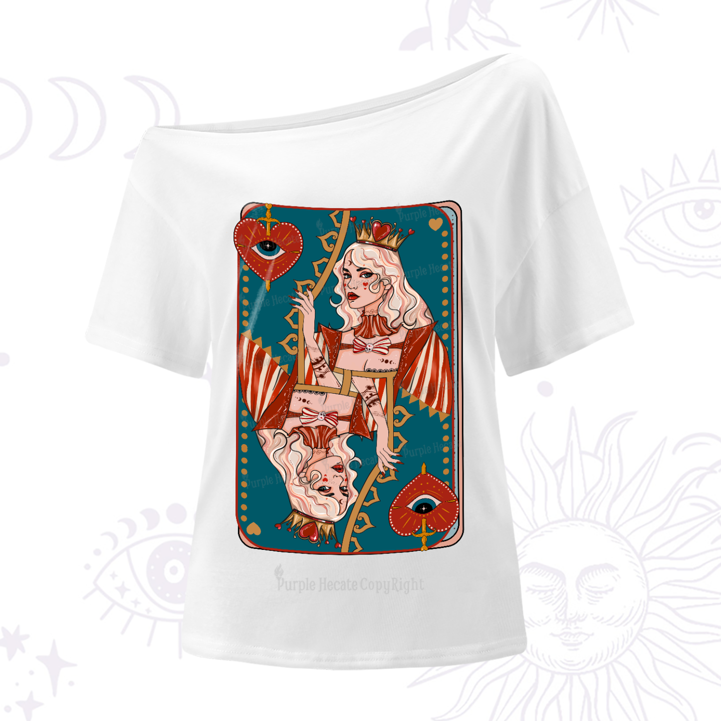 Purplehecate Mystic Queen of Hearts One-Shoulder T-Shirt
