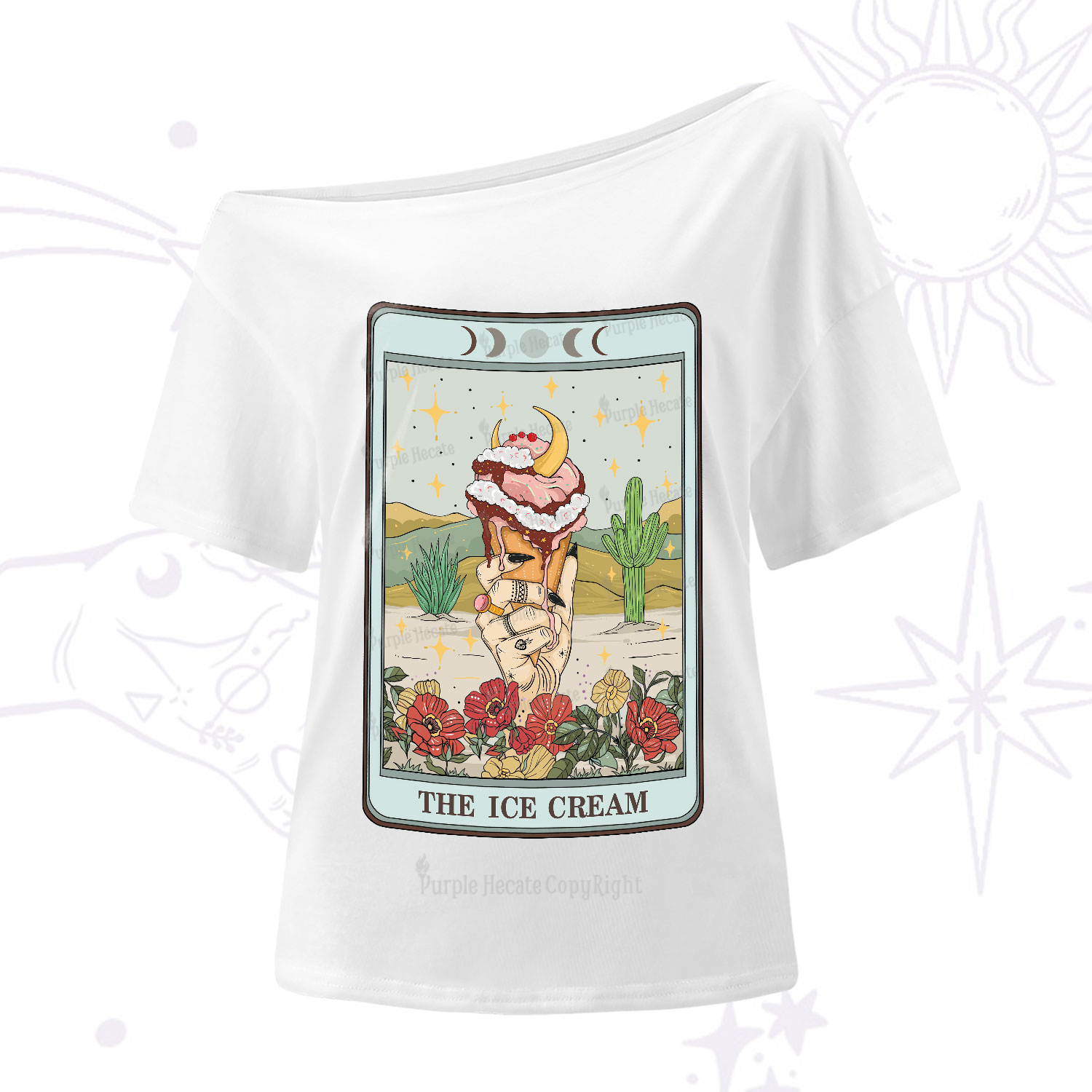 Purplehecate The Ice Cream Tarot One-Shoulder T-Shirt