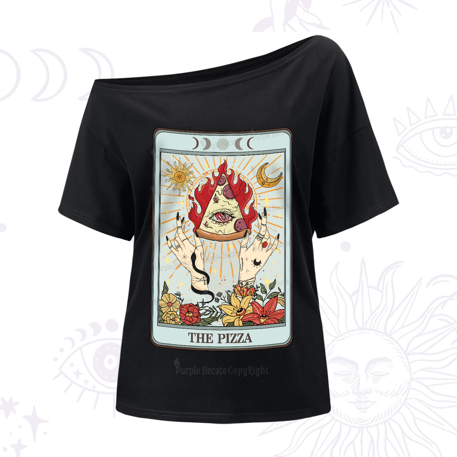 Purplehecate The Pizze Food Tarot Card One-Shoulder T-Shirt