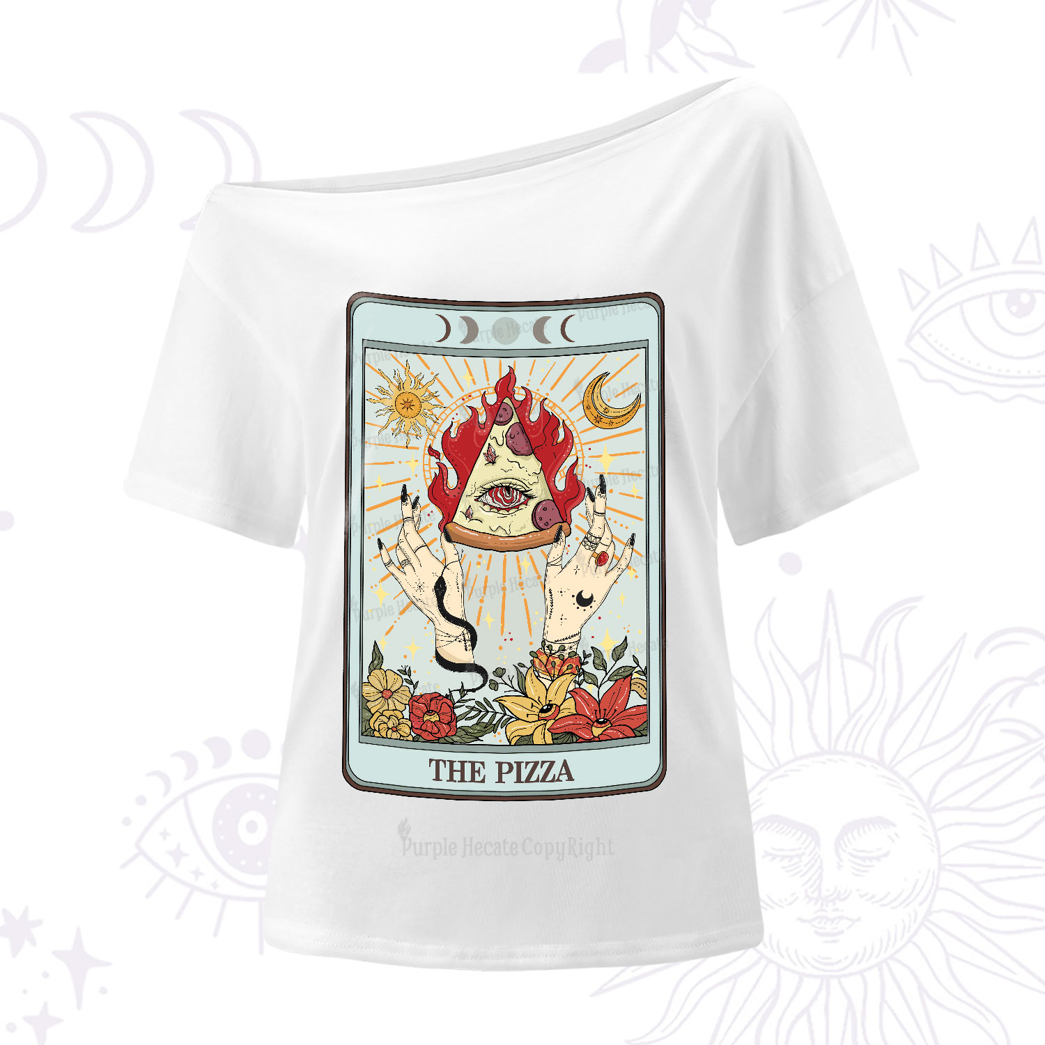 Purplehecate The Pizze Food Tarot Card One-Shoulder T-Shirt