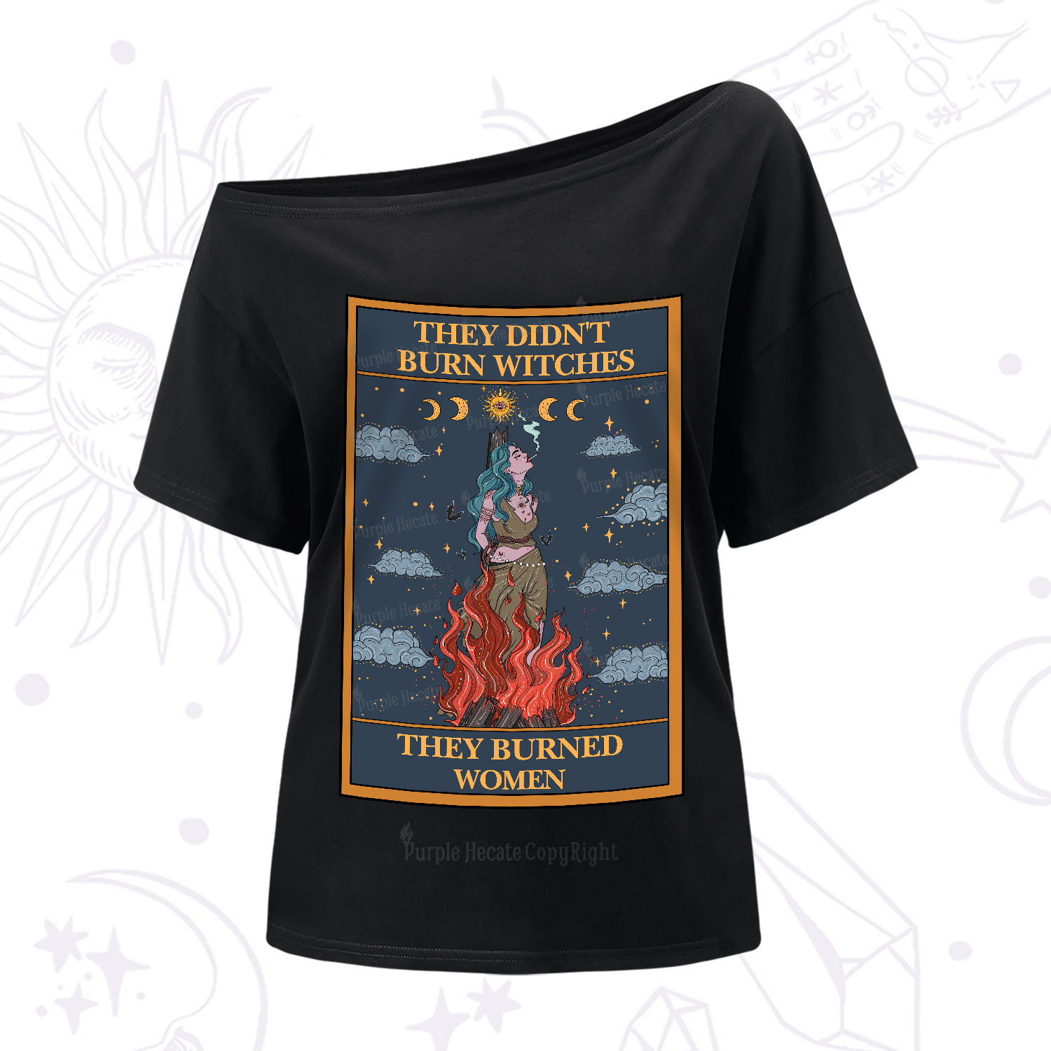 Purplehecate The They Didn't Burn Witches They Burned Women Oracle Card One-Shoulder T-Shirt