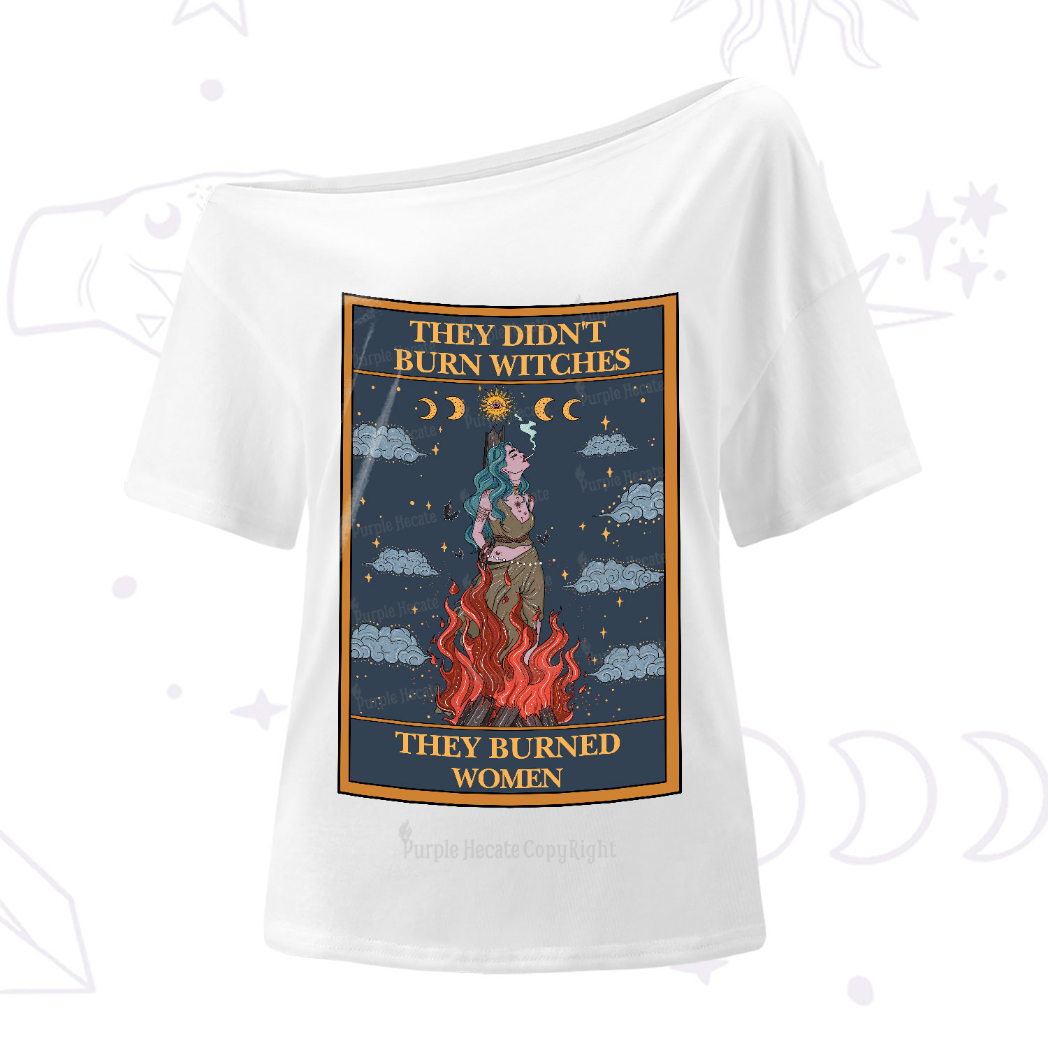 Purplehecate The They Didn't Burn Witches They Burned Women Oracle Card One-Shoulder T-Shirt