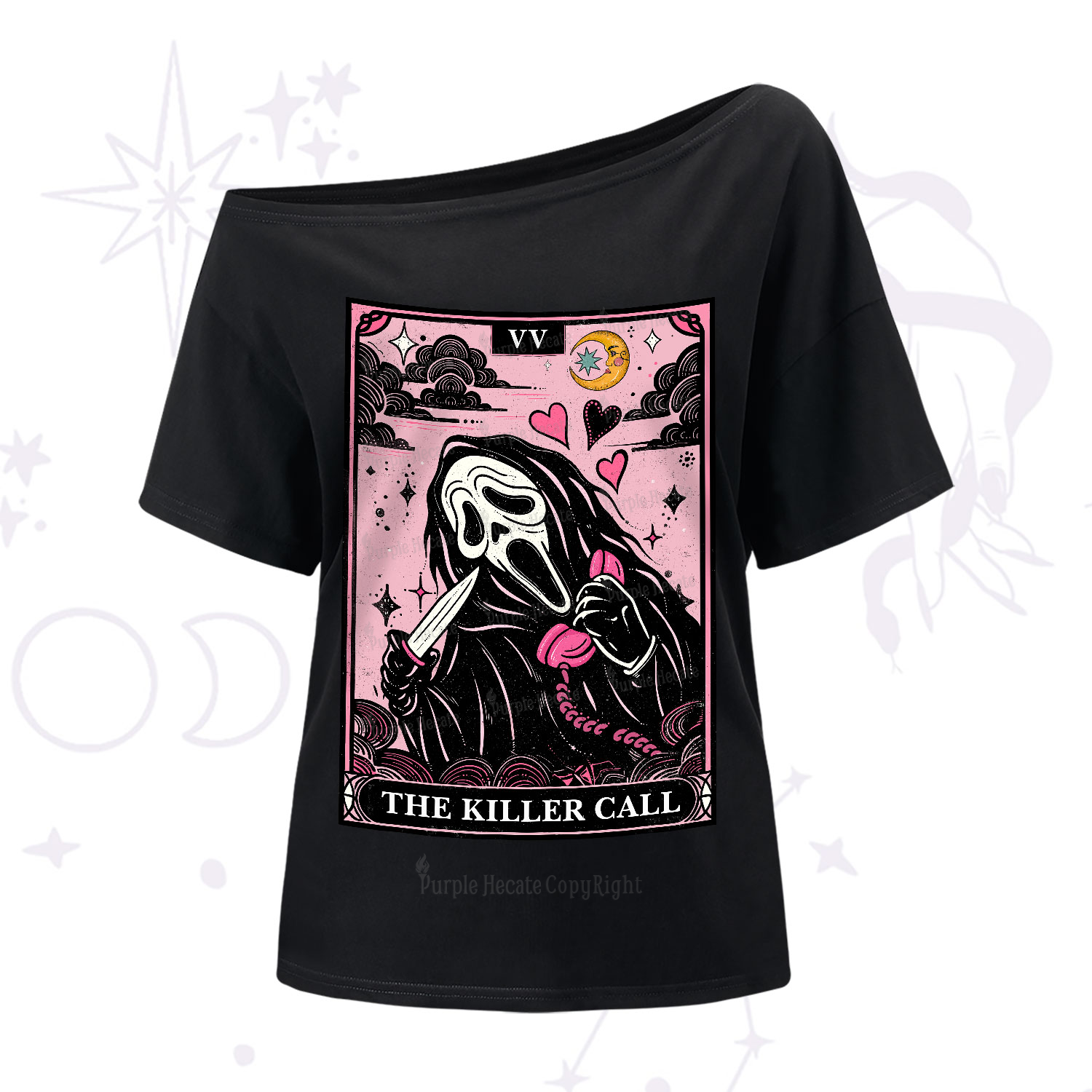 Purplehecate The Killer Call Tarot One-Shoulder T-Shirt