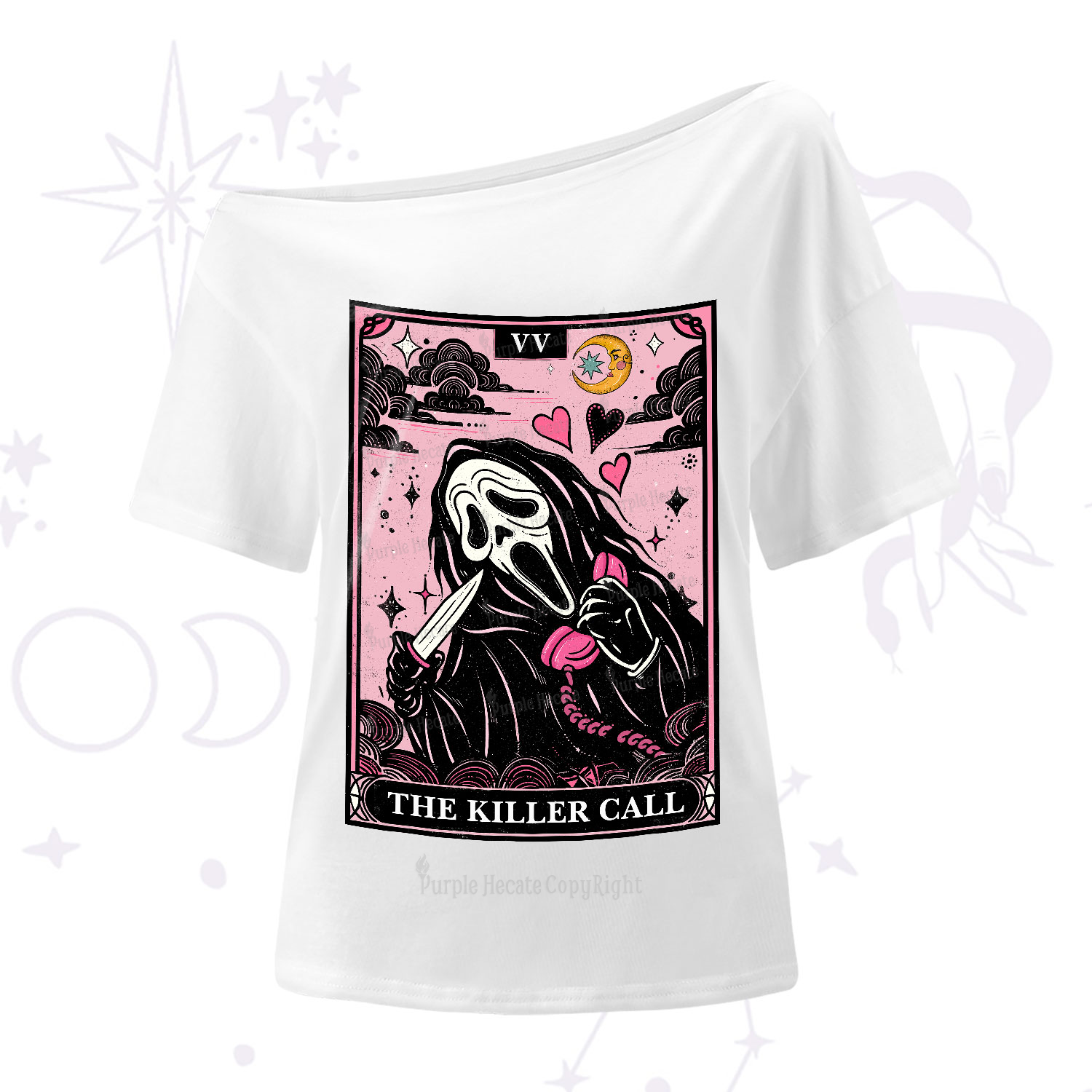 Purplehecate The Killer Call Tarot One-Shoulder T-Shirt