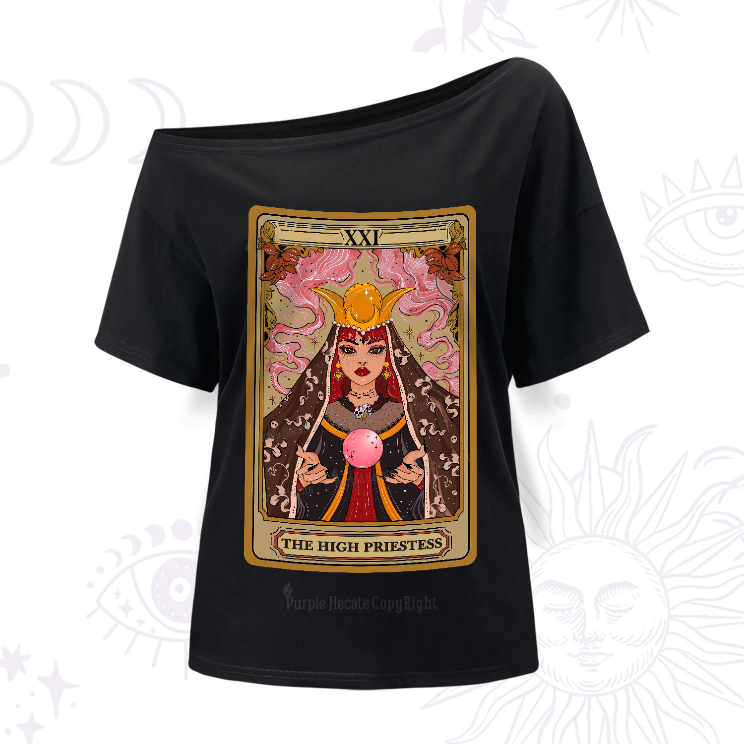 Purplehecate The High Priestess Prophecy Tarot One-Shoulder T-Shirt