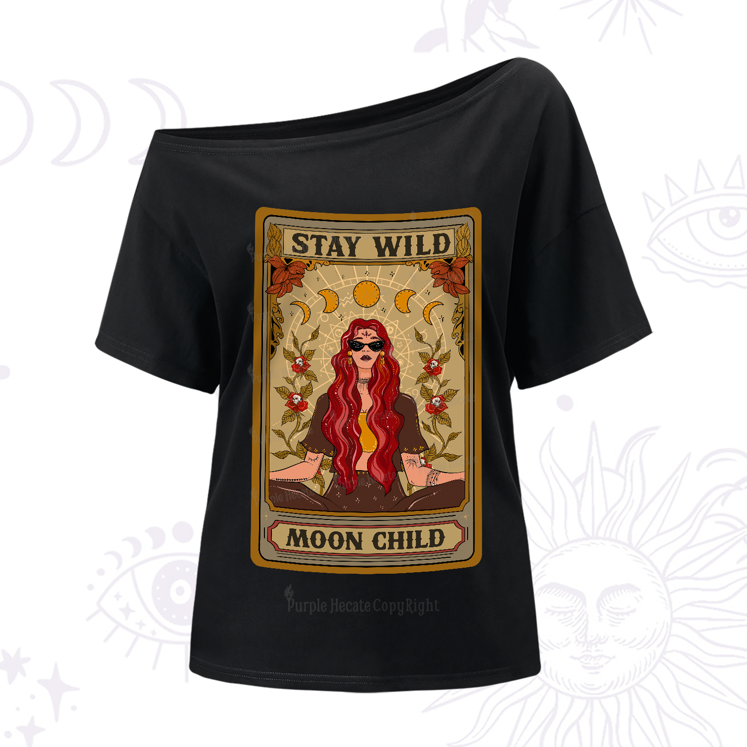 Purplehecate The Stay Wild Moon Child Oracle Card  One-Shoulder T-Shirt